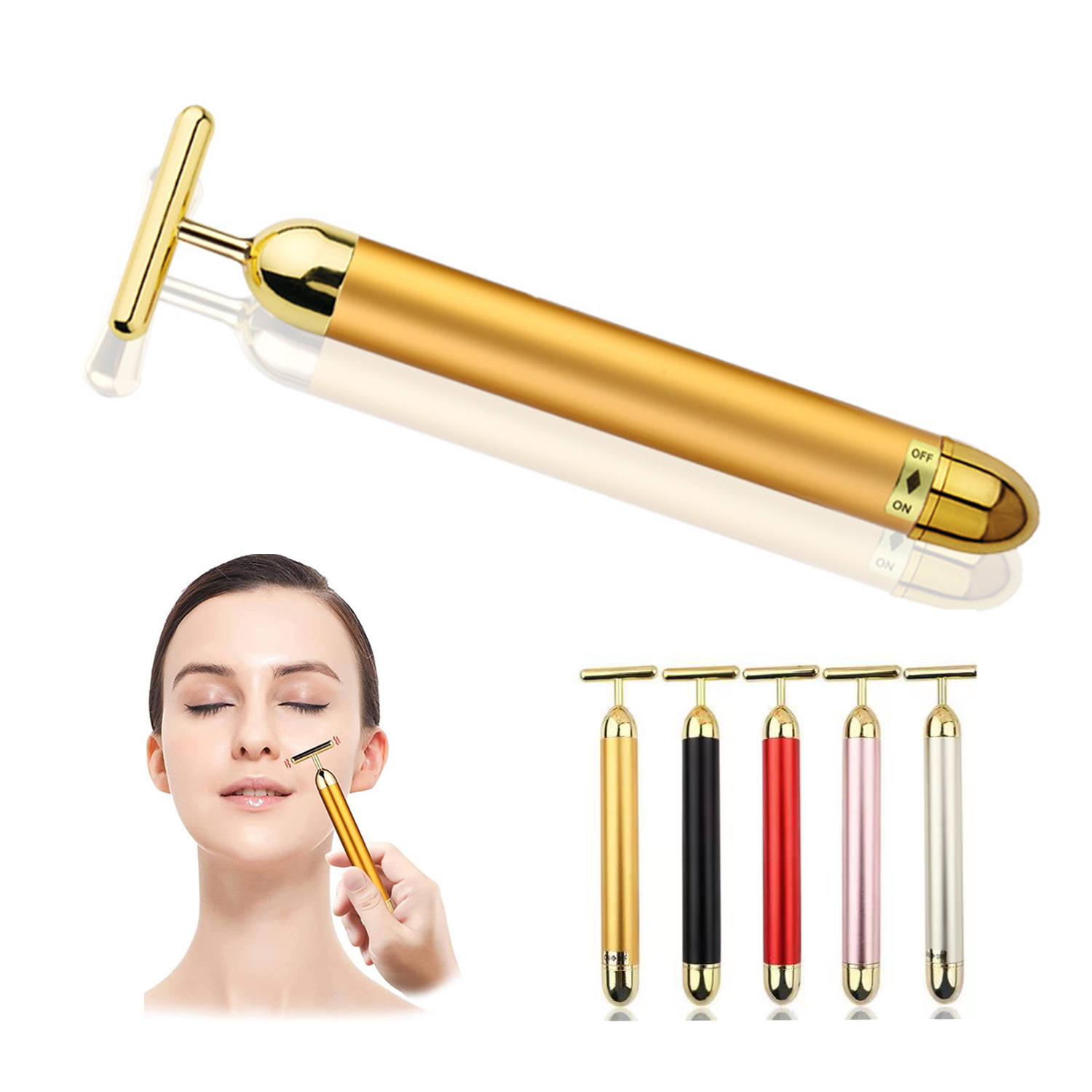 Face Massager T Shape Facial Roller Waterproof 1