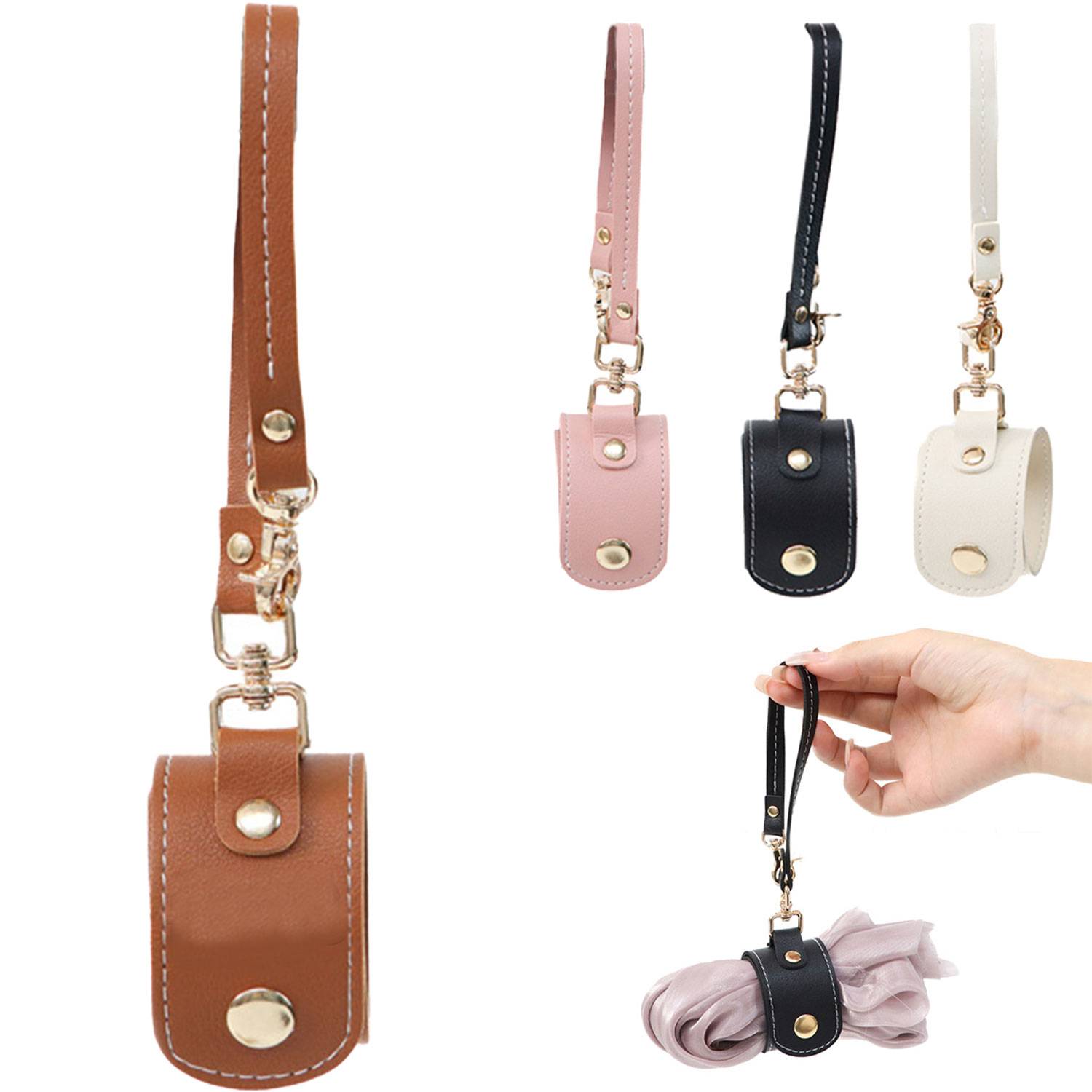 Portable PU Leather Glove Silk Scarf Holder Clip 8