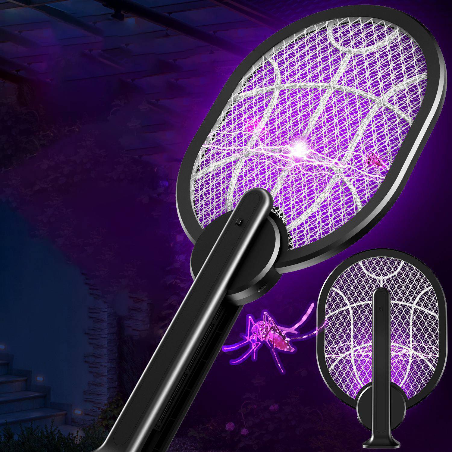 2-in-1 Electric Mosquito Swatting Retractable Portable 6