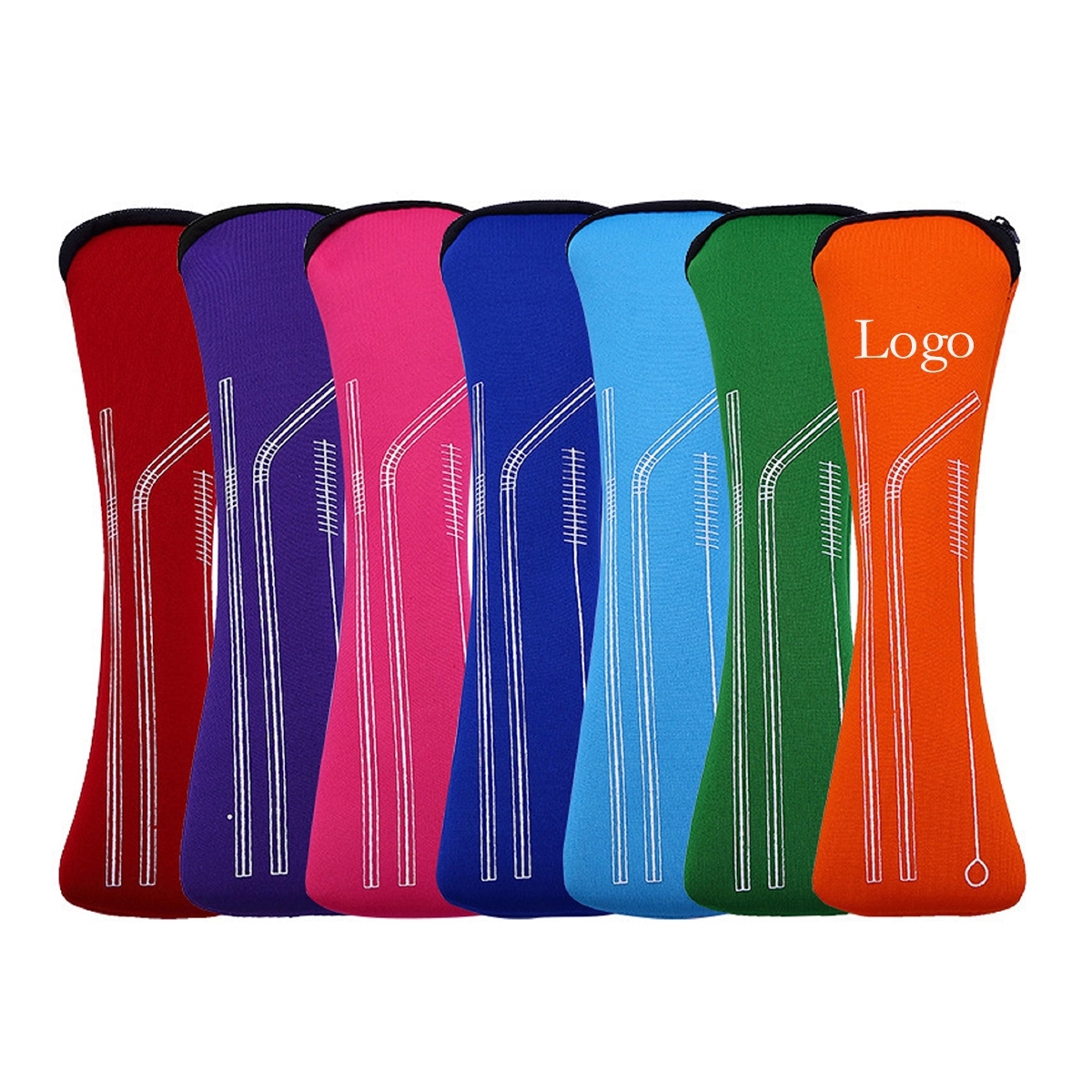 Stainless Steel Drinking Straw With Cleaner In Neoprene Bag 2