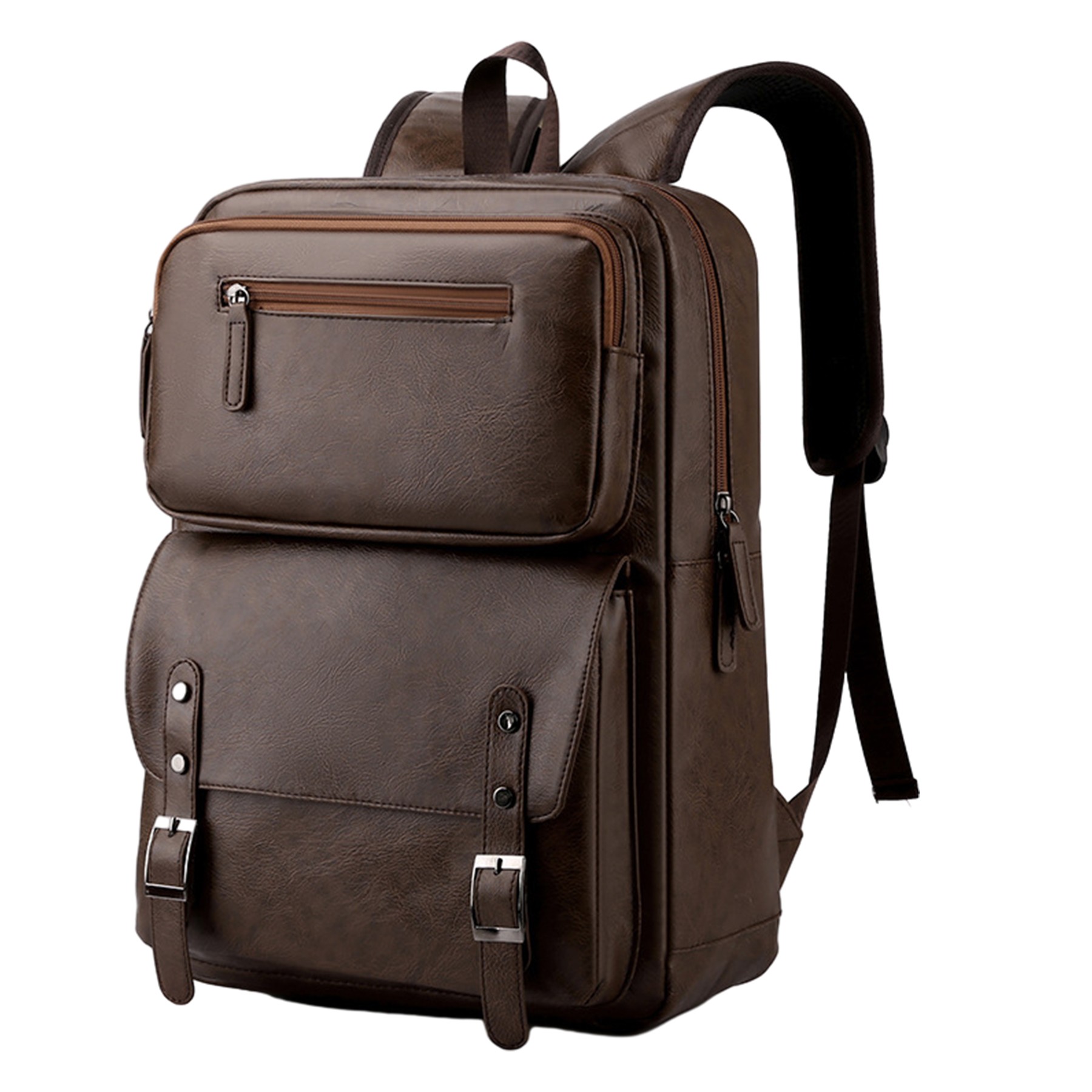 Large Capacity Soft Pu Leather Laptop Travel Backpack 4