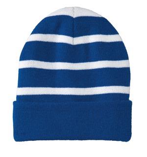 Striped Beanie with Solid Band