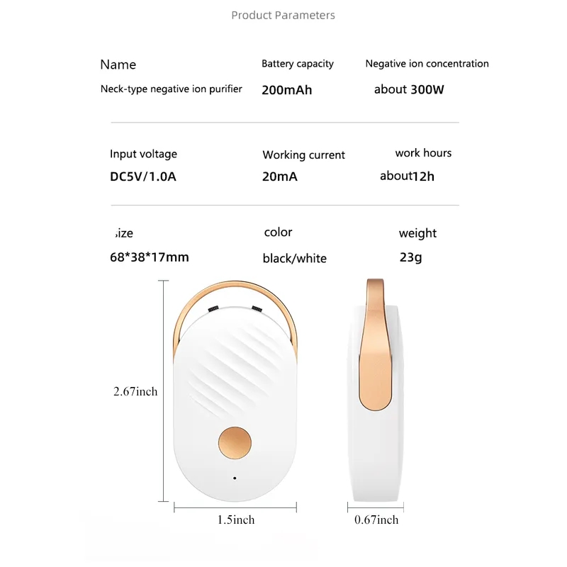 Mini Personal Wearable Negative Ion Air Purifier 3