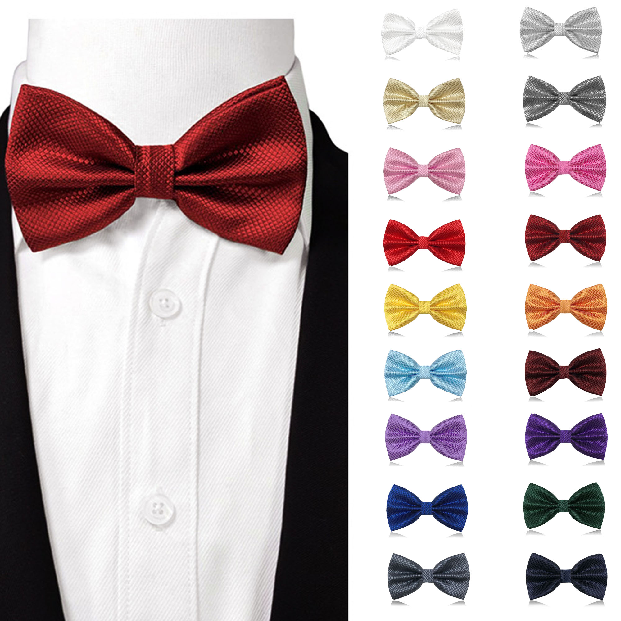 Adjustable Neck Band Pre-tied Bow Ties Formal Bowtie Set 6