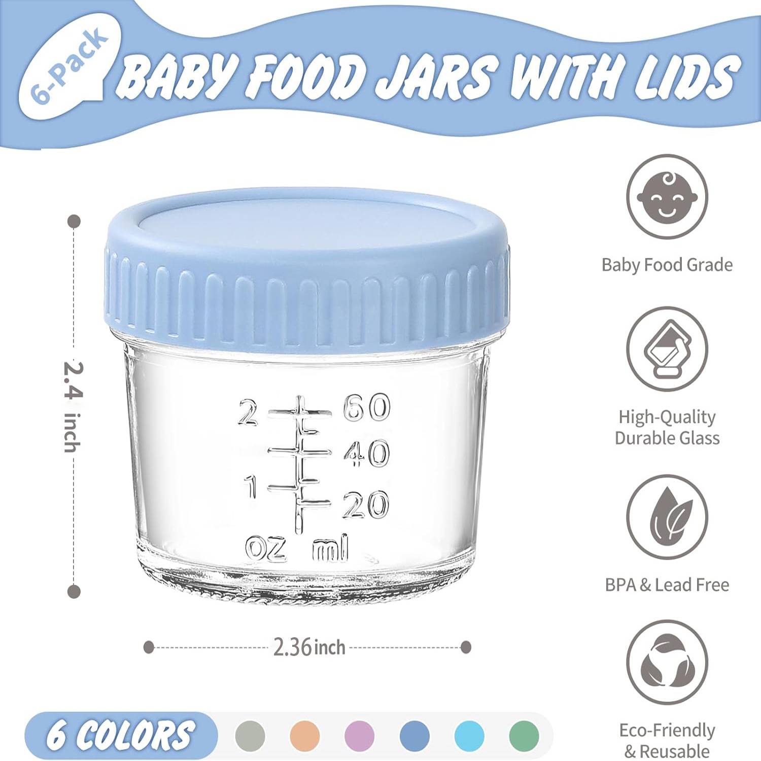 4oz BPA Free Baby Food Storage Jars w/ Lid 5