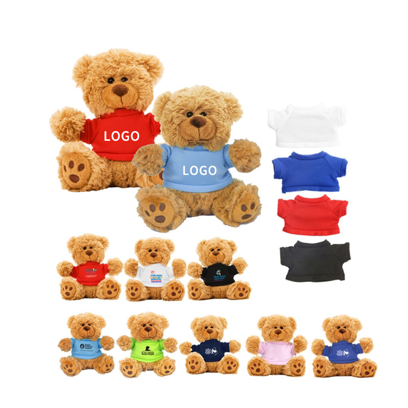 6" Plush Teddy Bear With Choice of T-Shirt Color 2
