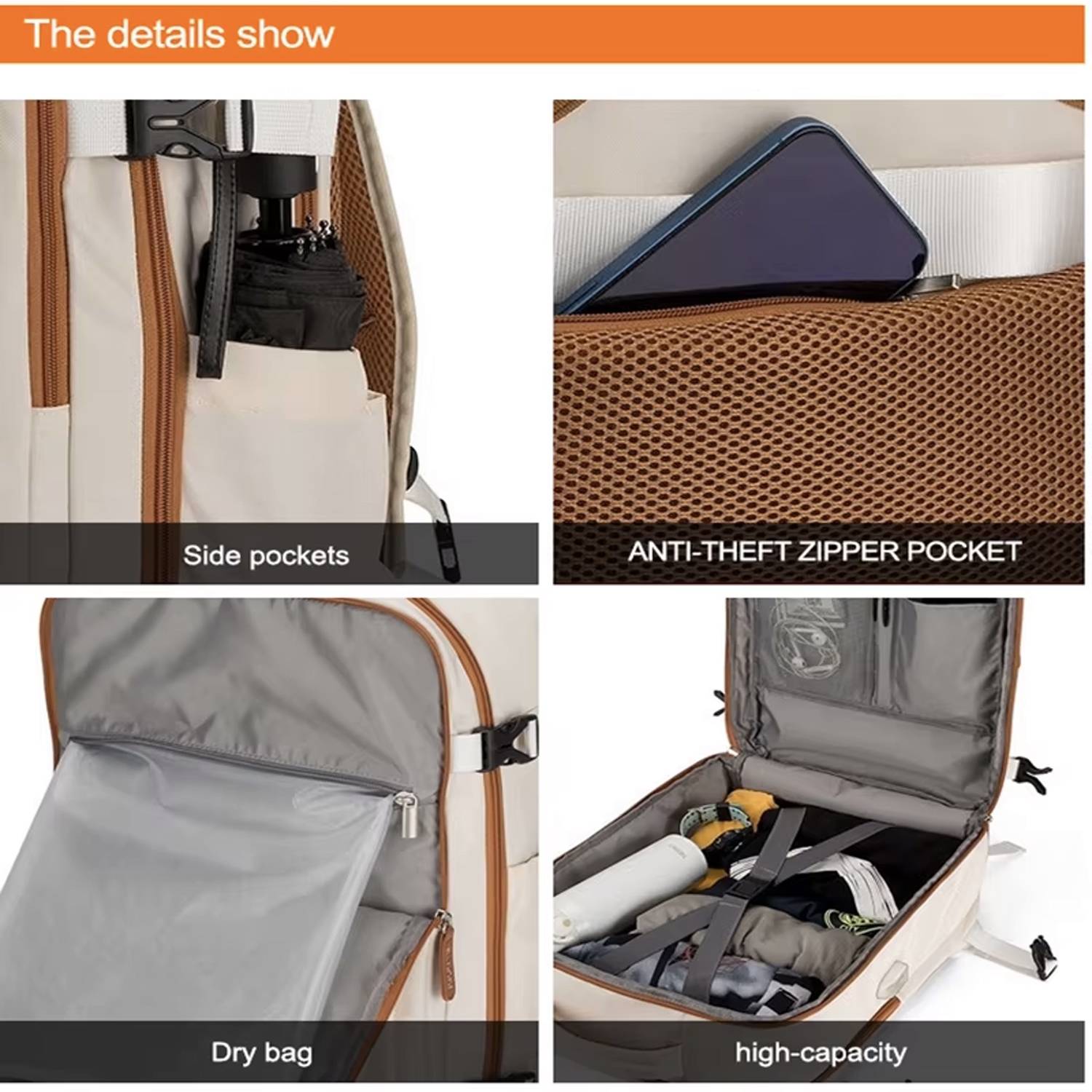 Expandable Large Oxford Travel Backpack w/ USB Port 4