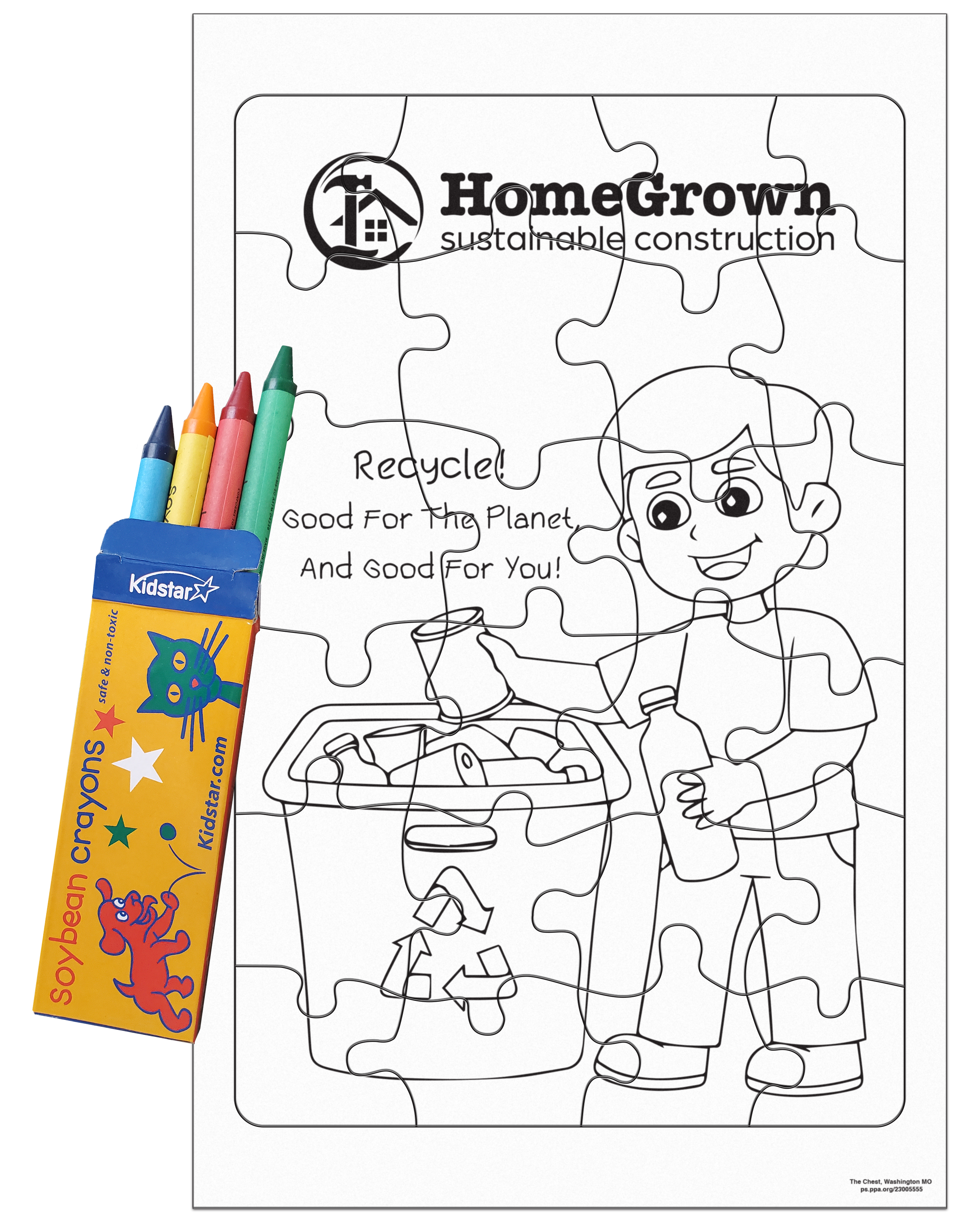 24 Pieces - 10 1/2" x 6 5/8" Coloring Tray Puzzle - Recycle 2