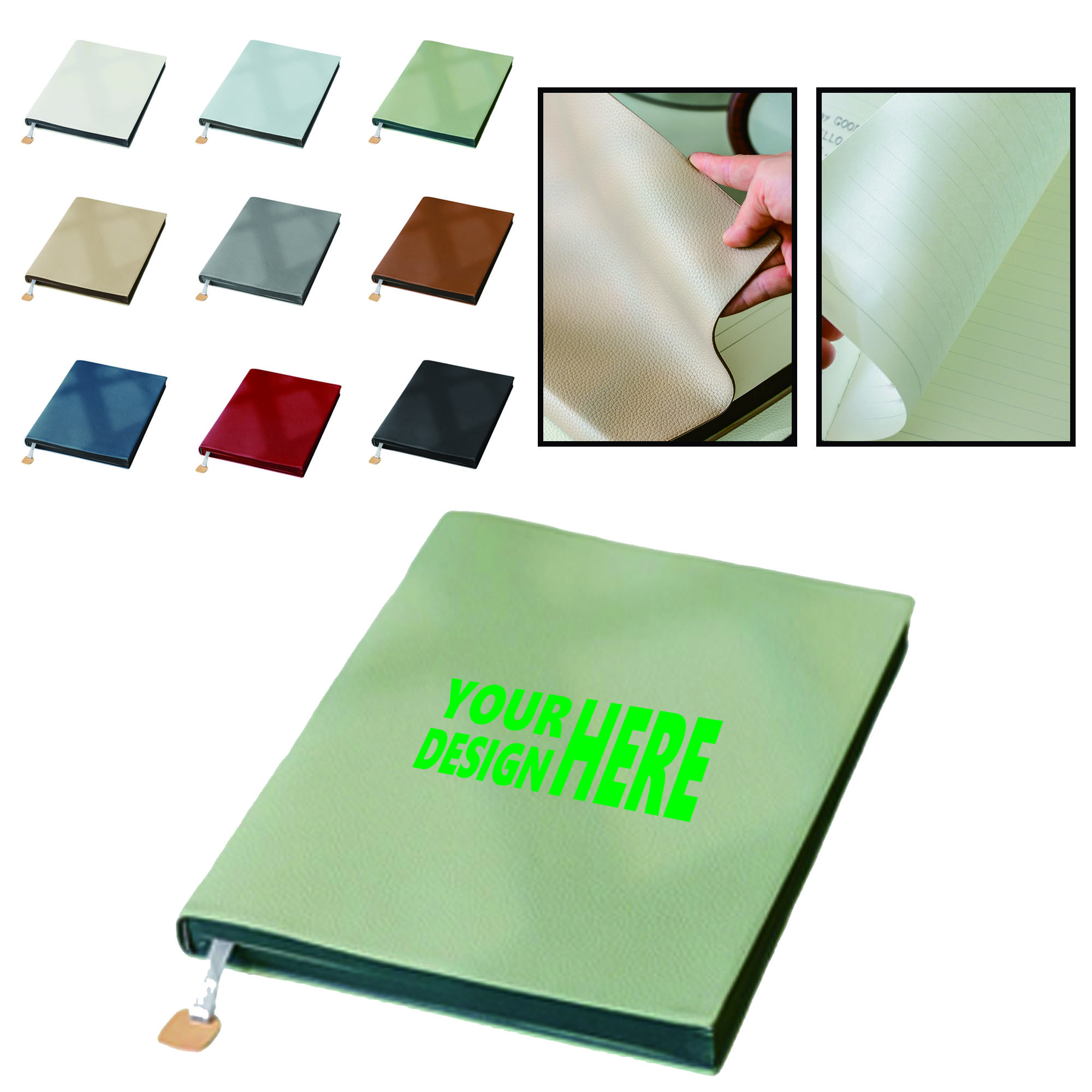 MOQ 50 B5 PU Cover Lychee Print Leather Notebook 2