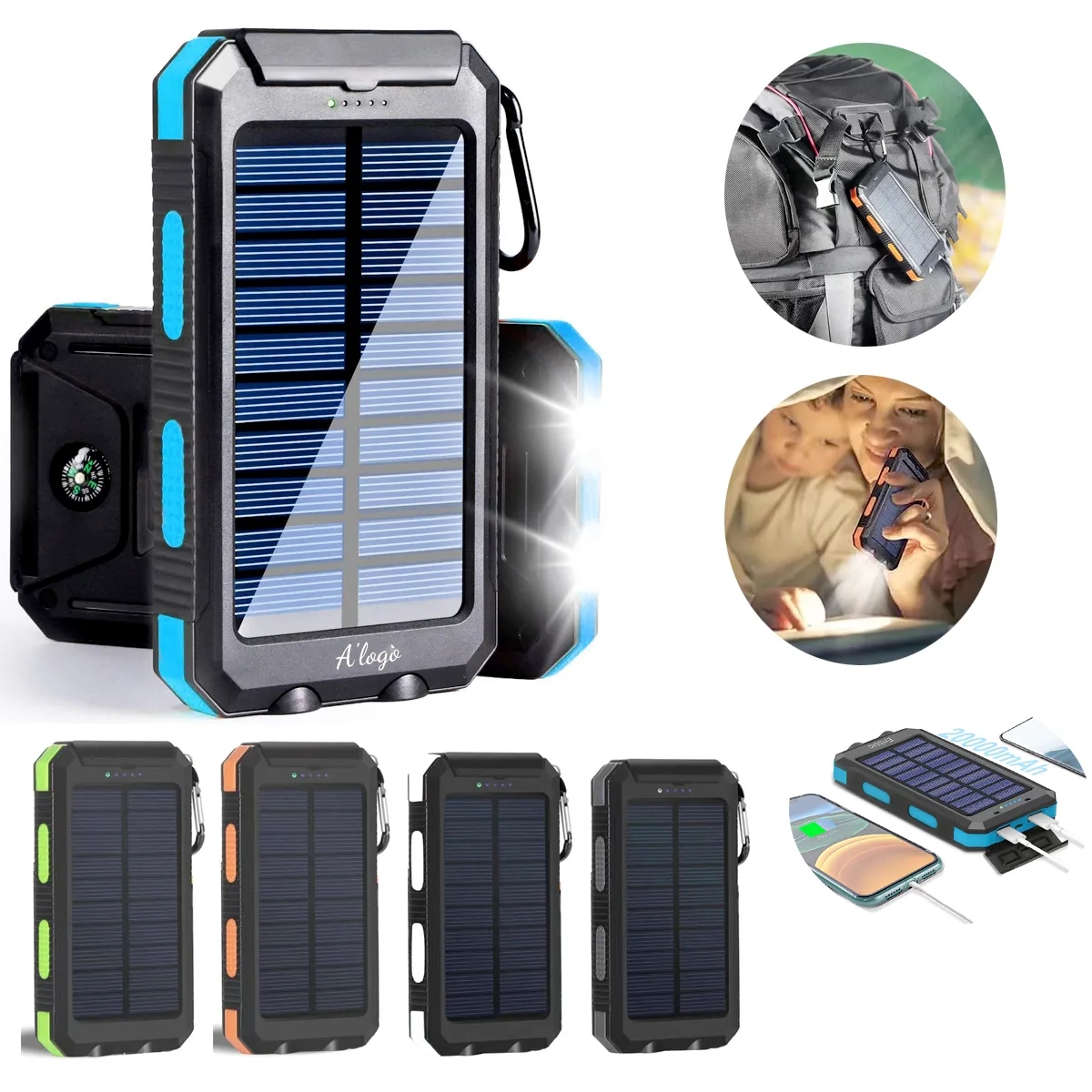 Portable 10000ml Solar Power Bank 6