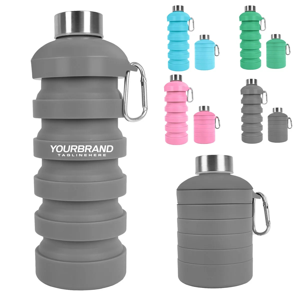In Stock 1000ML Silicone Foldable Collapsible Water Bottle 7