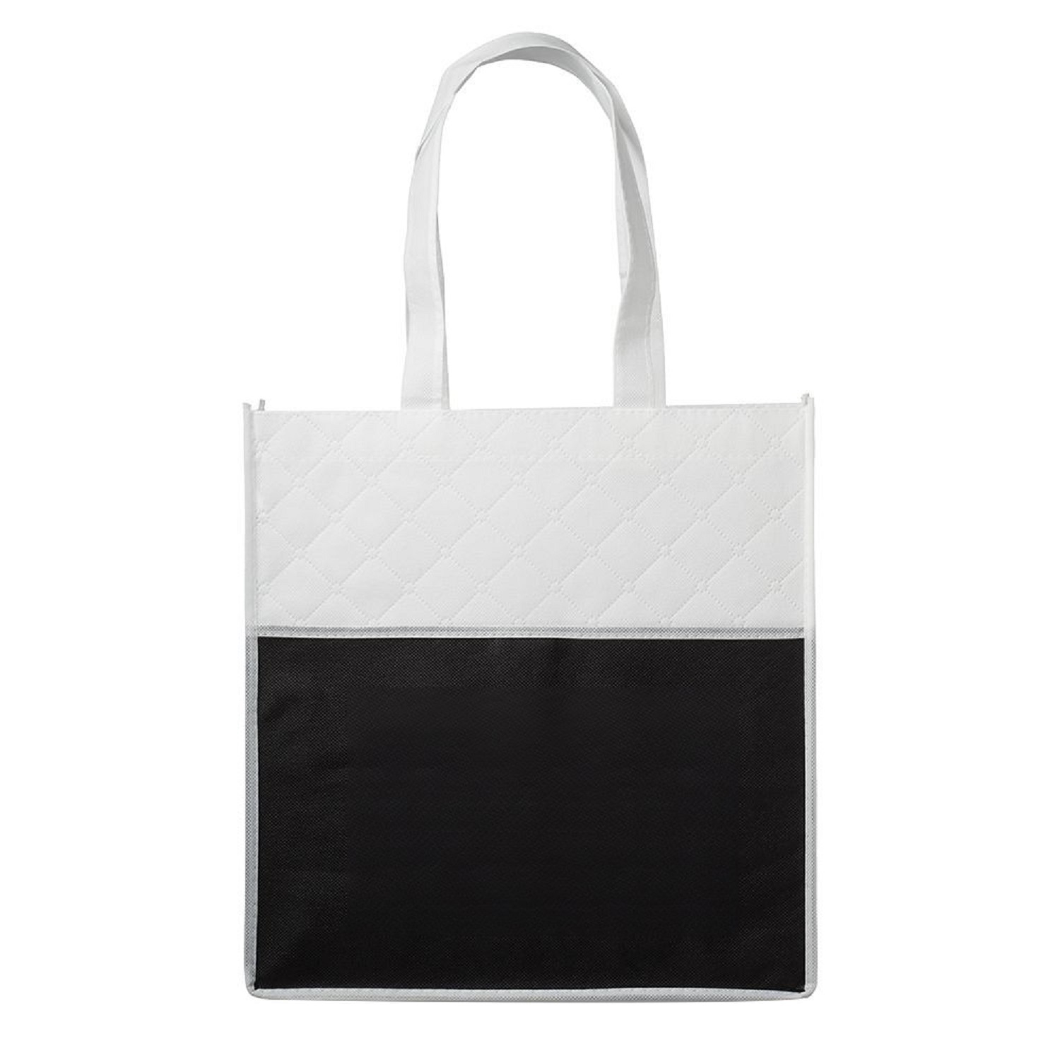 Two Tone Quilted Pocket Tote Bag 1