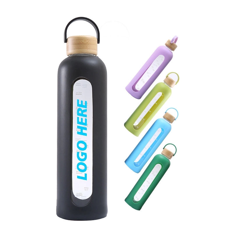 Custom 34 oz Glass Water Bottle with Time Marker 4