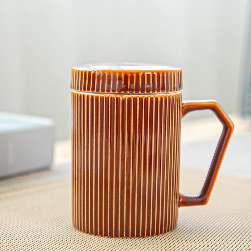 Custom 12 Oz Creative Striped Ceramic Mug 9