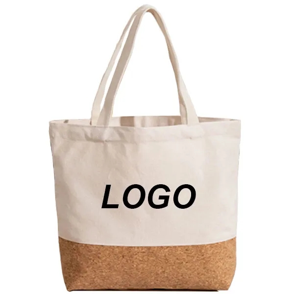 Cork Canvas Tote Shopping Bag, custom tote bag with logo imprint 3