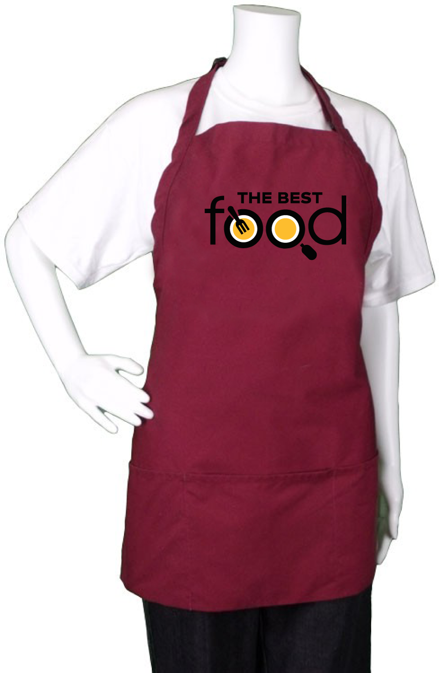 Burgundy Restaurant-Style Bib Apron
