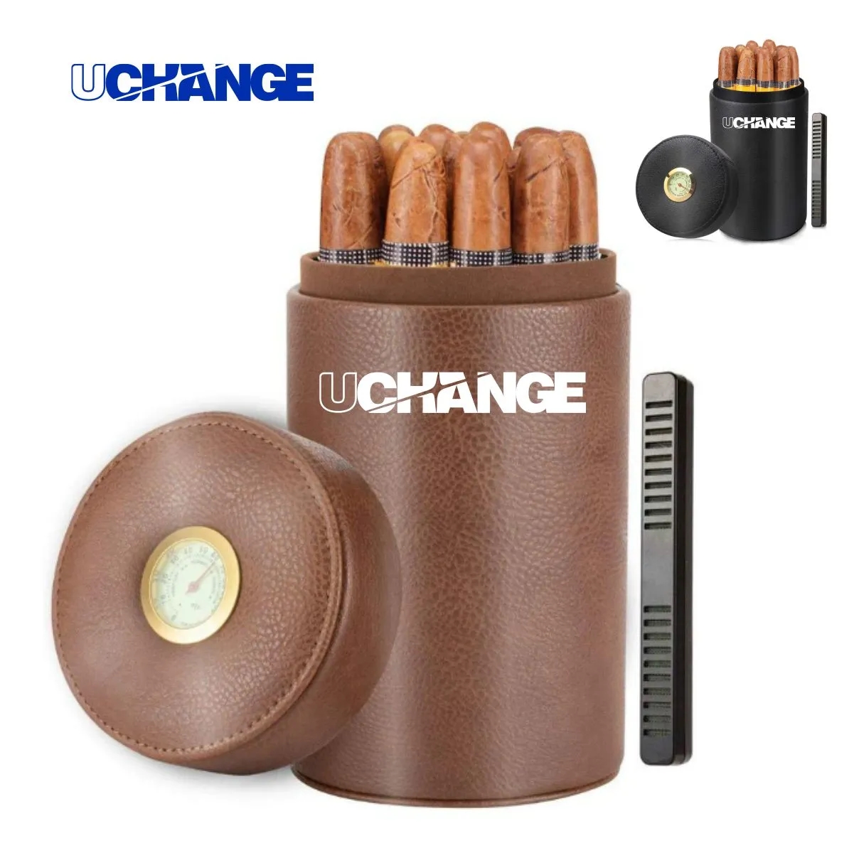 Leather Travel Cigar Humidor With Hygrometer 2