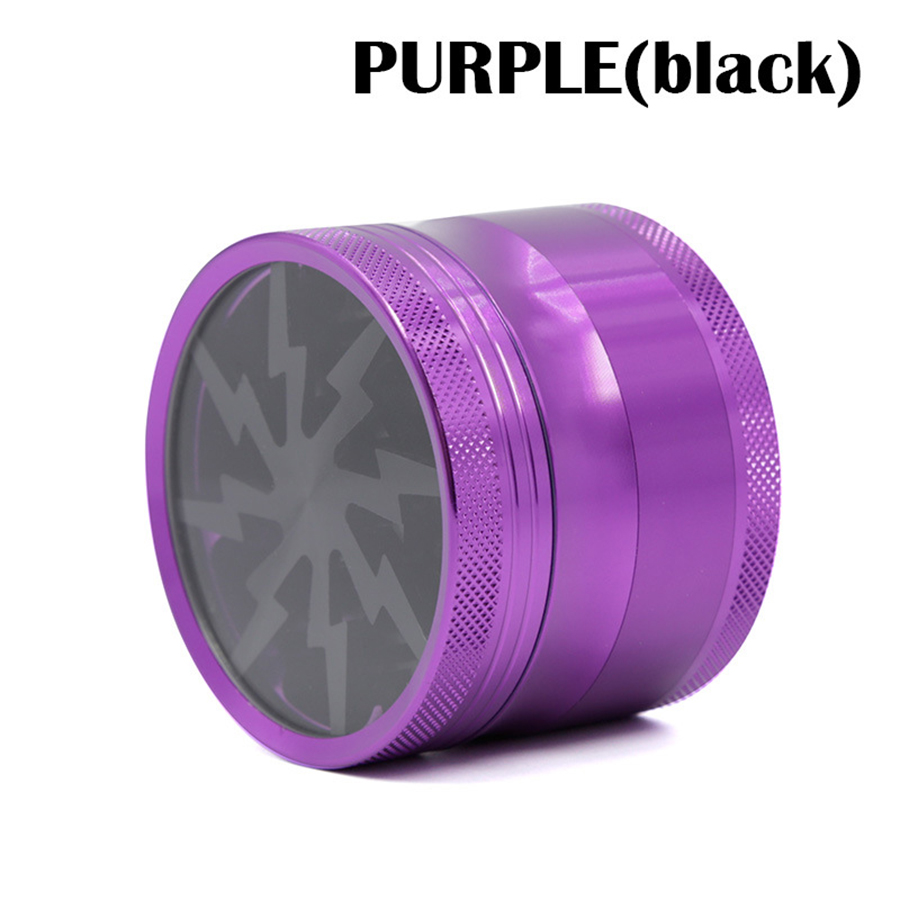 Premium Aluminum Alloy Herb Grinder 2.45" 4 Piece Metal Grinder with Pollen Catcher and Clear 23