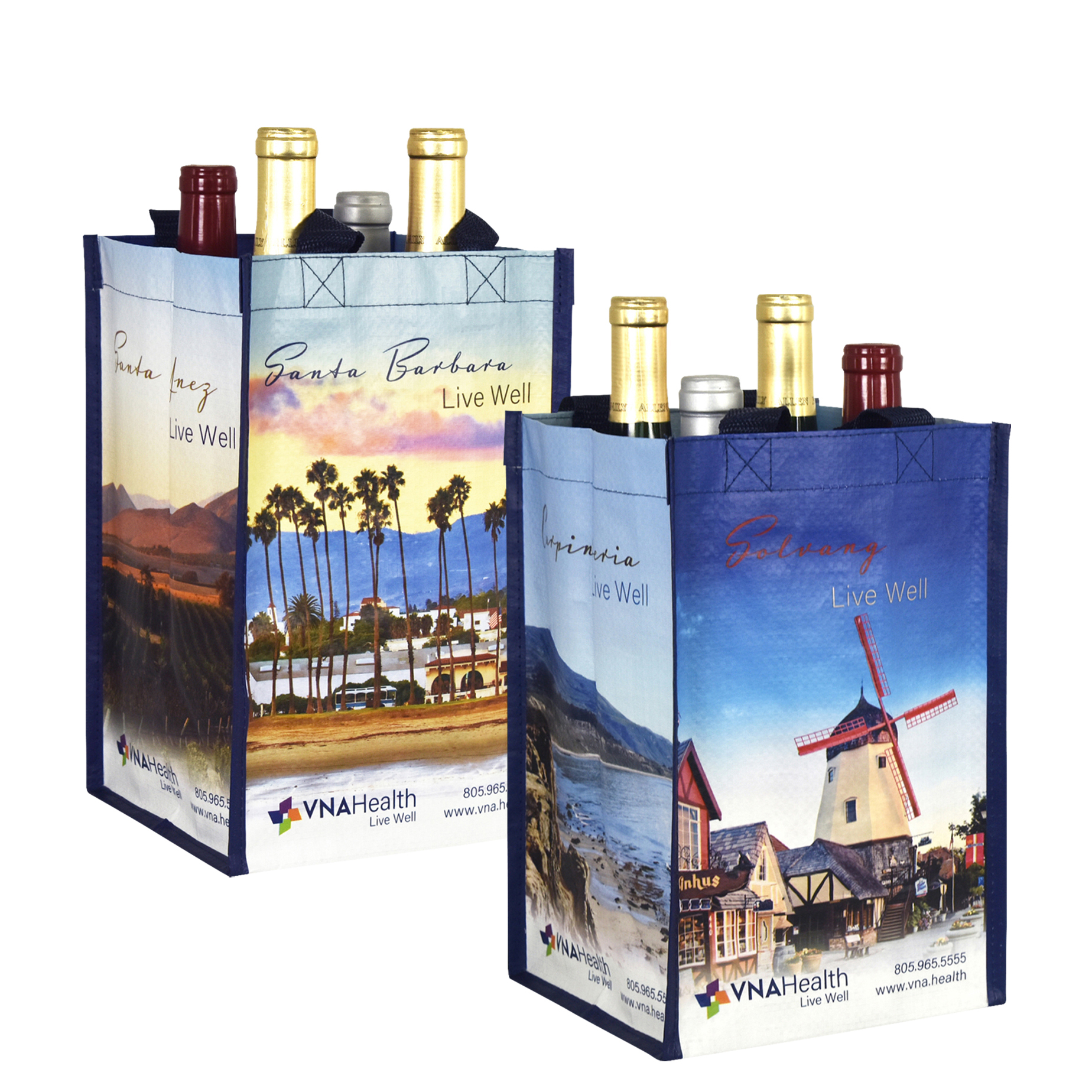 Custom 145g Laminated Woven 6-Bottle Wine Tote Bag 7"x11"x7" 1