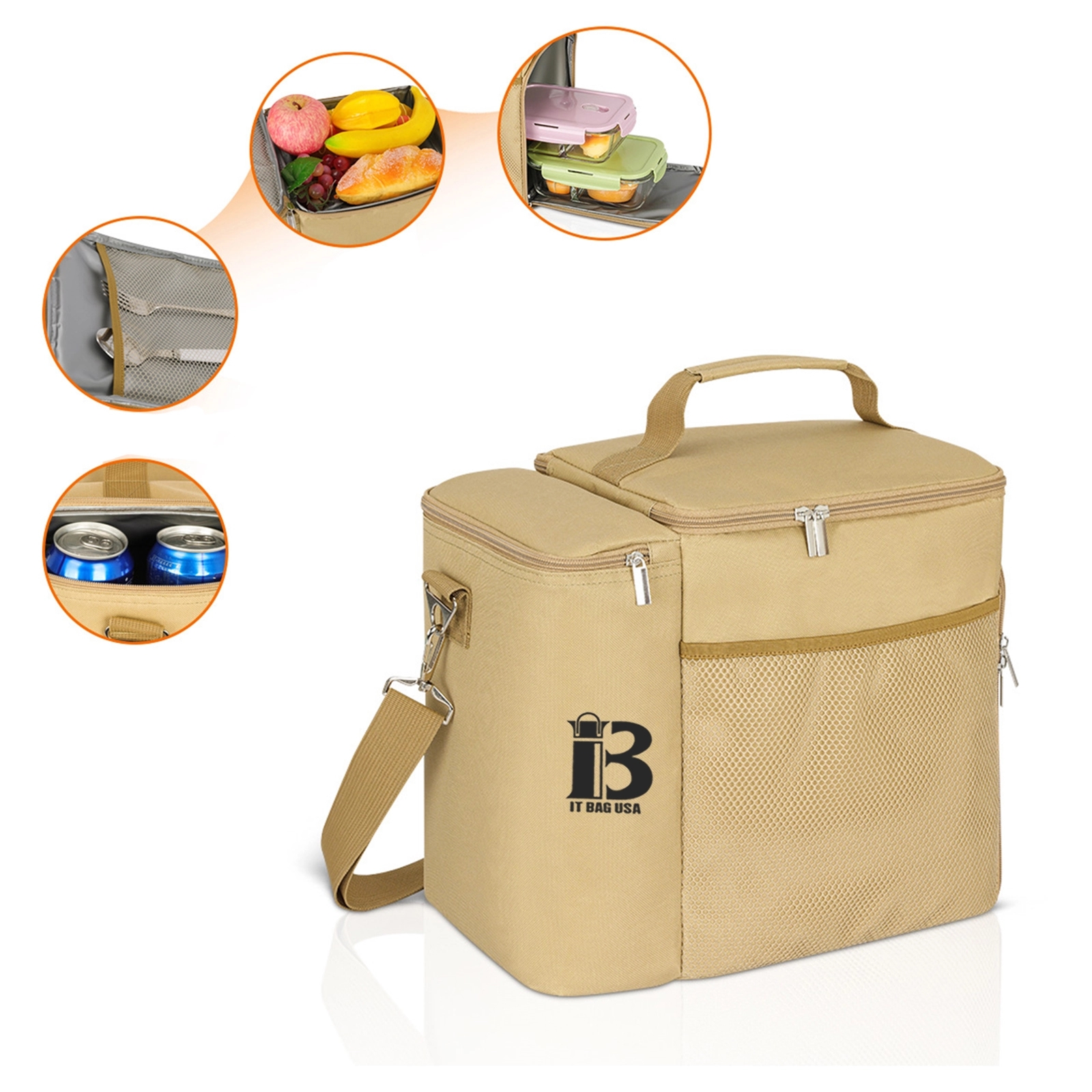 Lunch Bag Bento Cooler With Adjustable Strap And Zip Closure 4
