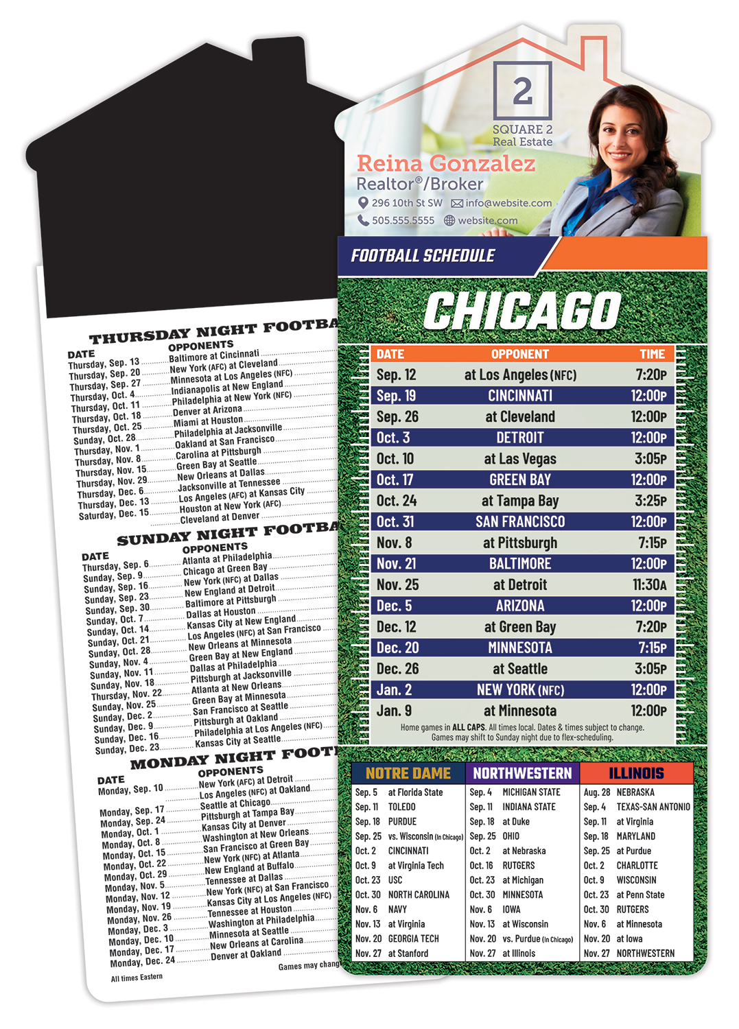 Magna-Card House Shape Magnet Football Schedules (3.5x9)