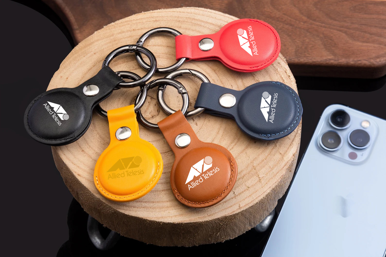 Economical PU Leather AirTag Holder with Key Ring 19