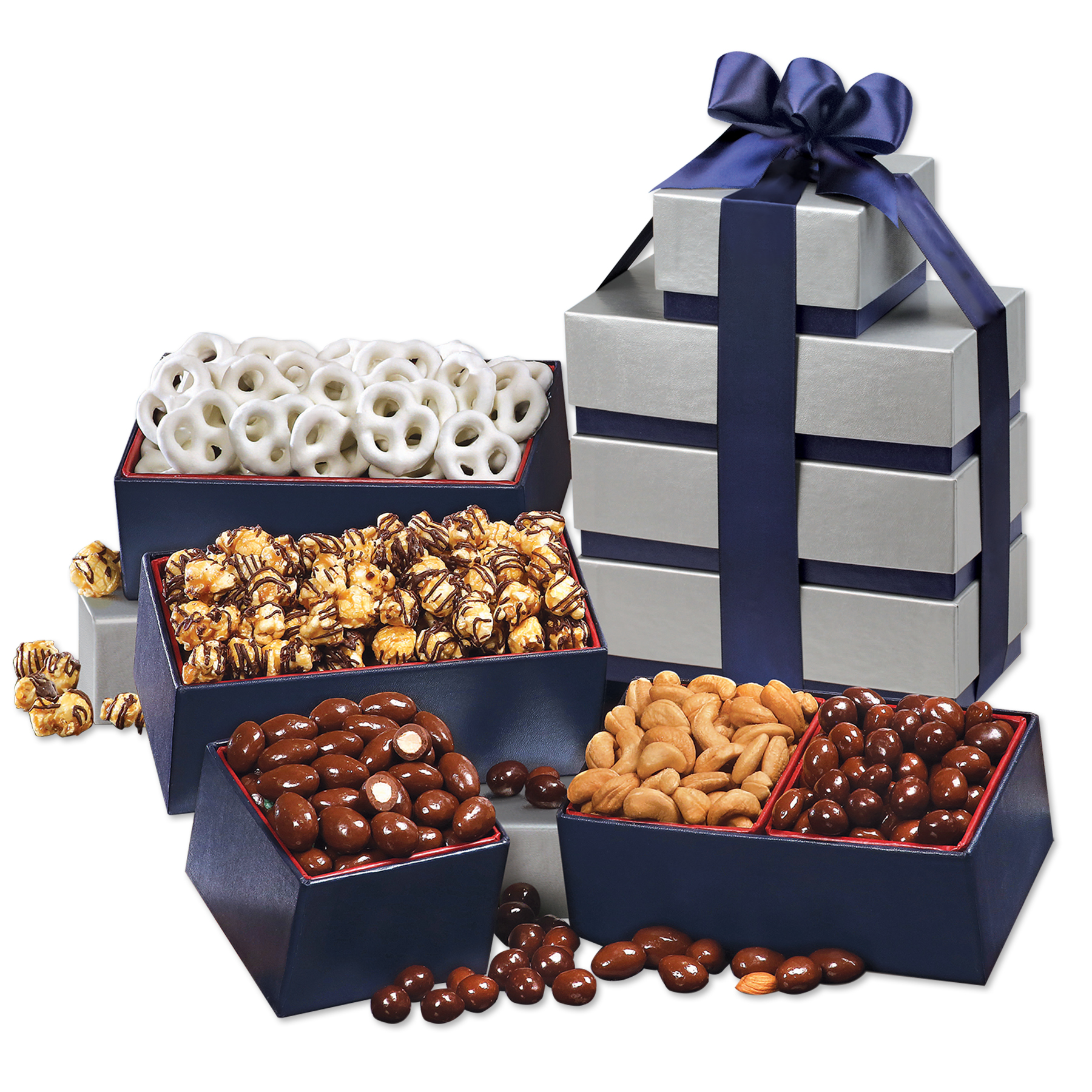 Silver & Navy Tower of Treats 3