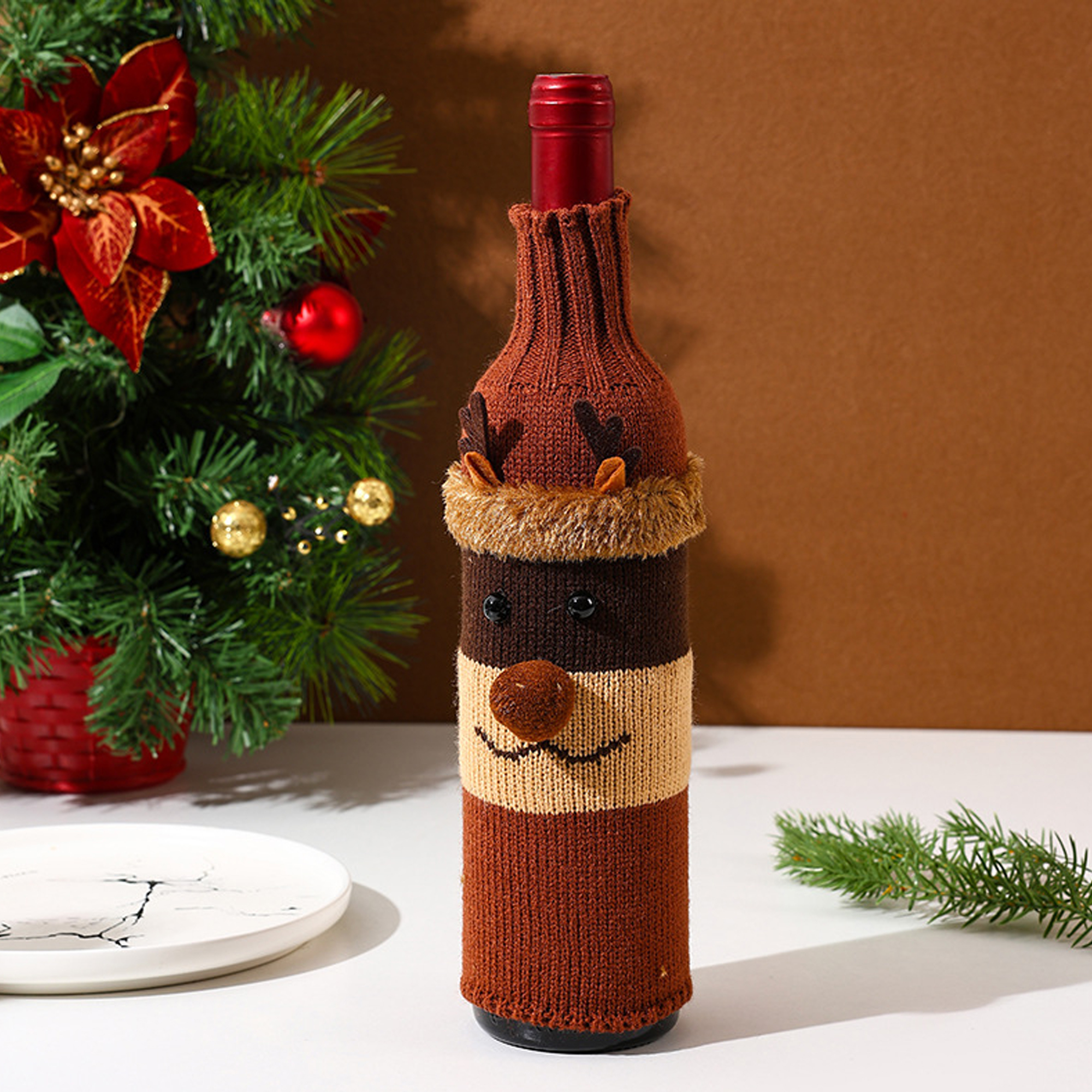 Knitted Holiday Wine Bottle Cover Decoration Sleeve 4