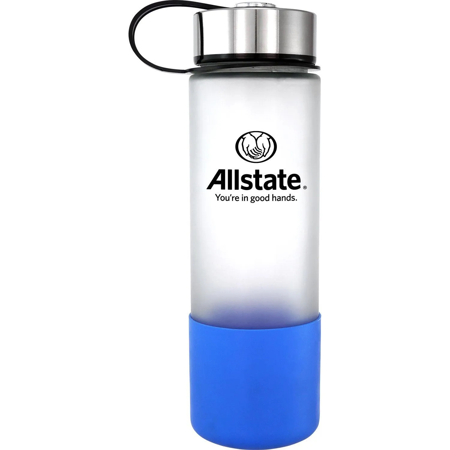 Metal Lanyard Lid 22 oz. Frosted Glass Grip Bottle 10