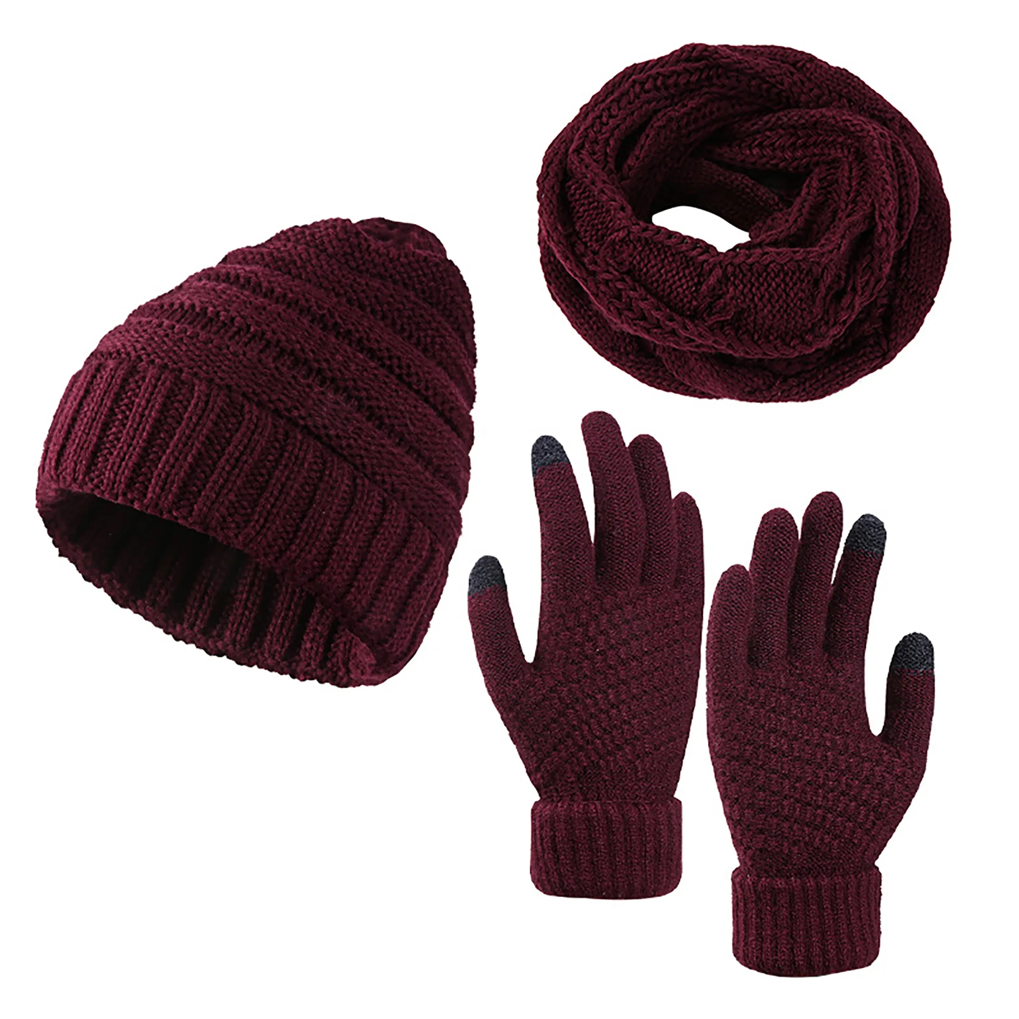 Imitation Cashmere Hat Scarf and Gloves Trio MOQ 50PCS 8
