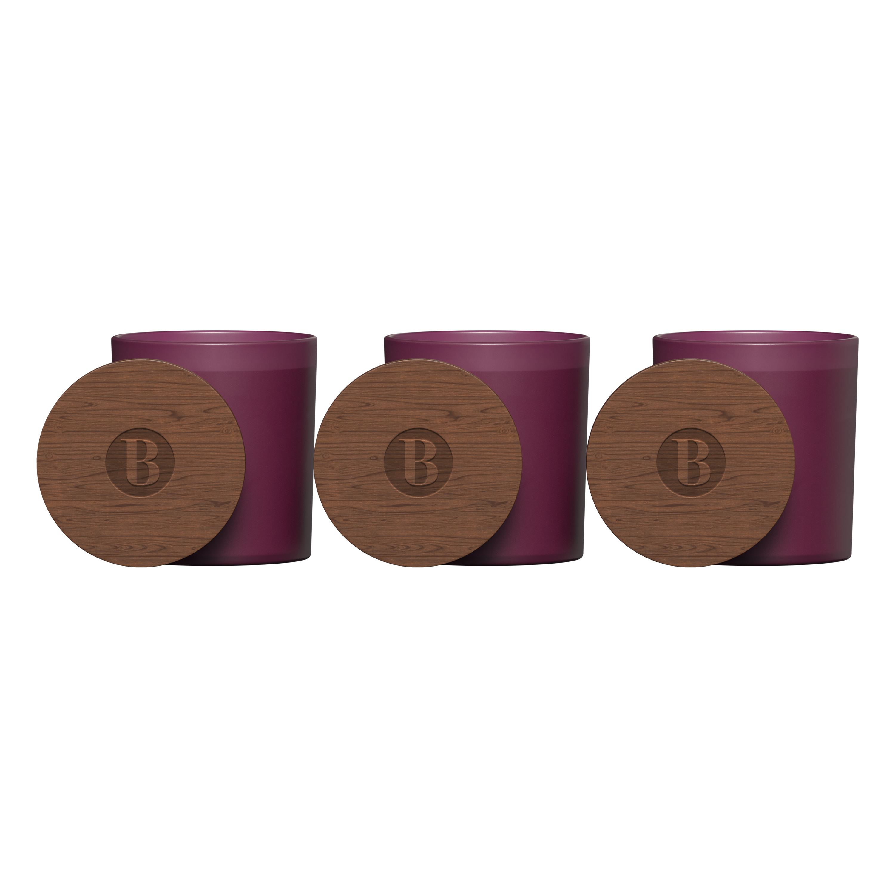 Vista glass candle 3-pack with acacia wood lids 7