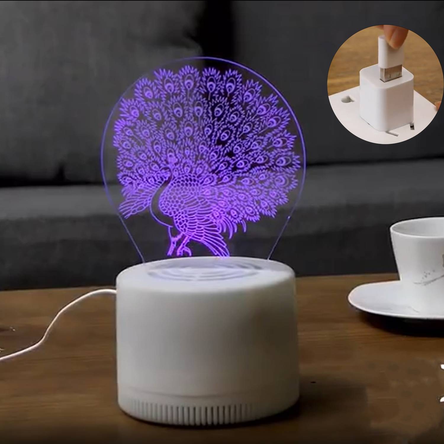 3D USB rechargeable LED purple light trapmosquito lamp 6
