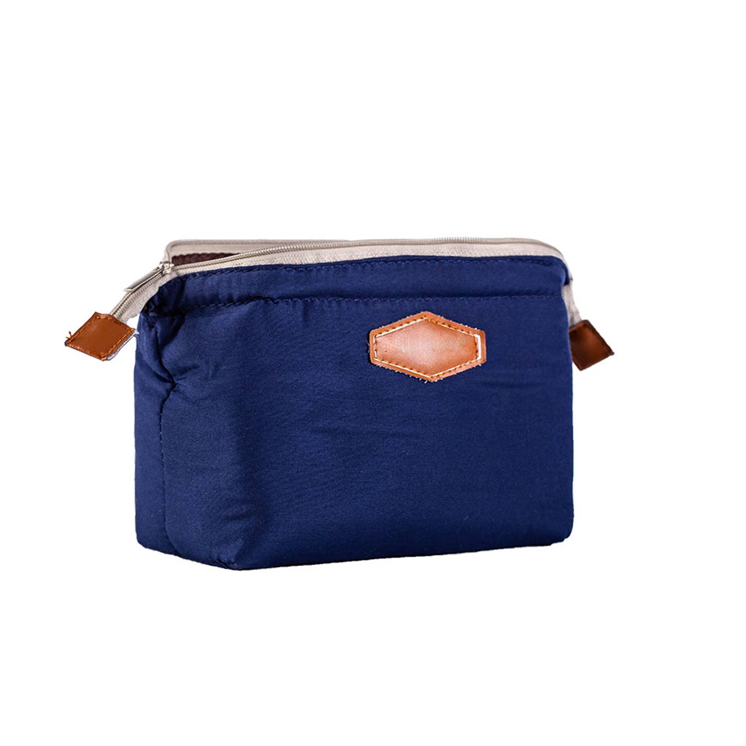 Portable Business Travel Double Zipper Cotton Cosmetic Bag 5