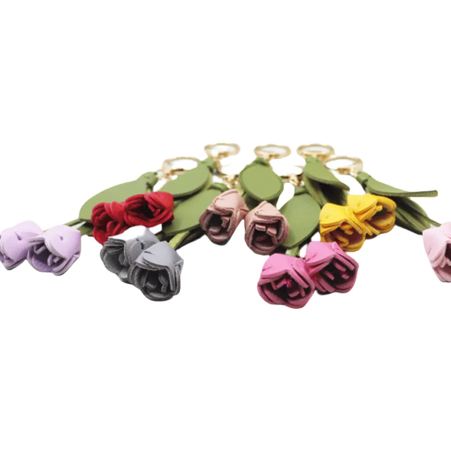 Tulip Style PU Leather Keychain Bag Pendant 5