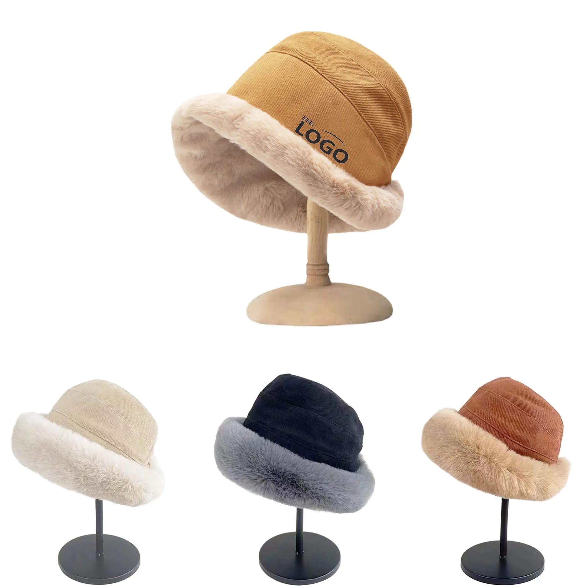 Winter Fashion Thickened Warm Solid Color Fisherman Hat 3
