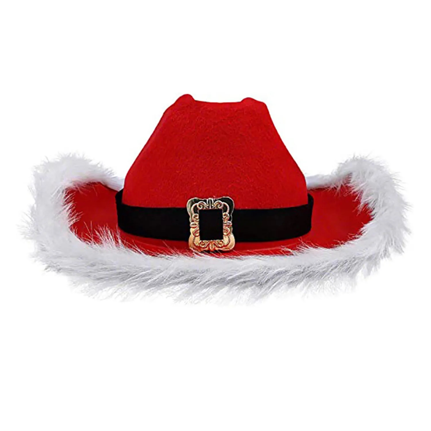 Santa Claus Christmas Hat With White Light Fur Trim 5