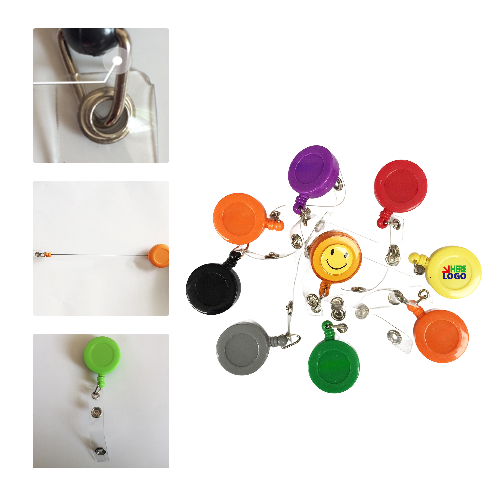 MOQ 50 Round Retractable Badge Reel for ID Card Holders 2
