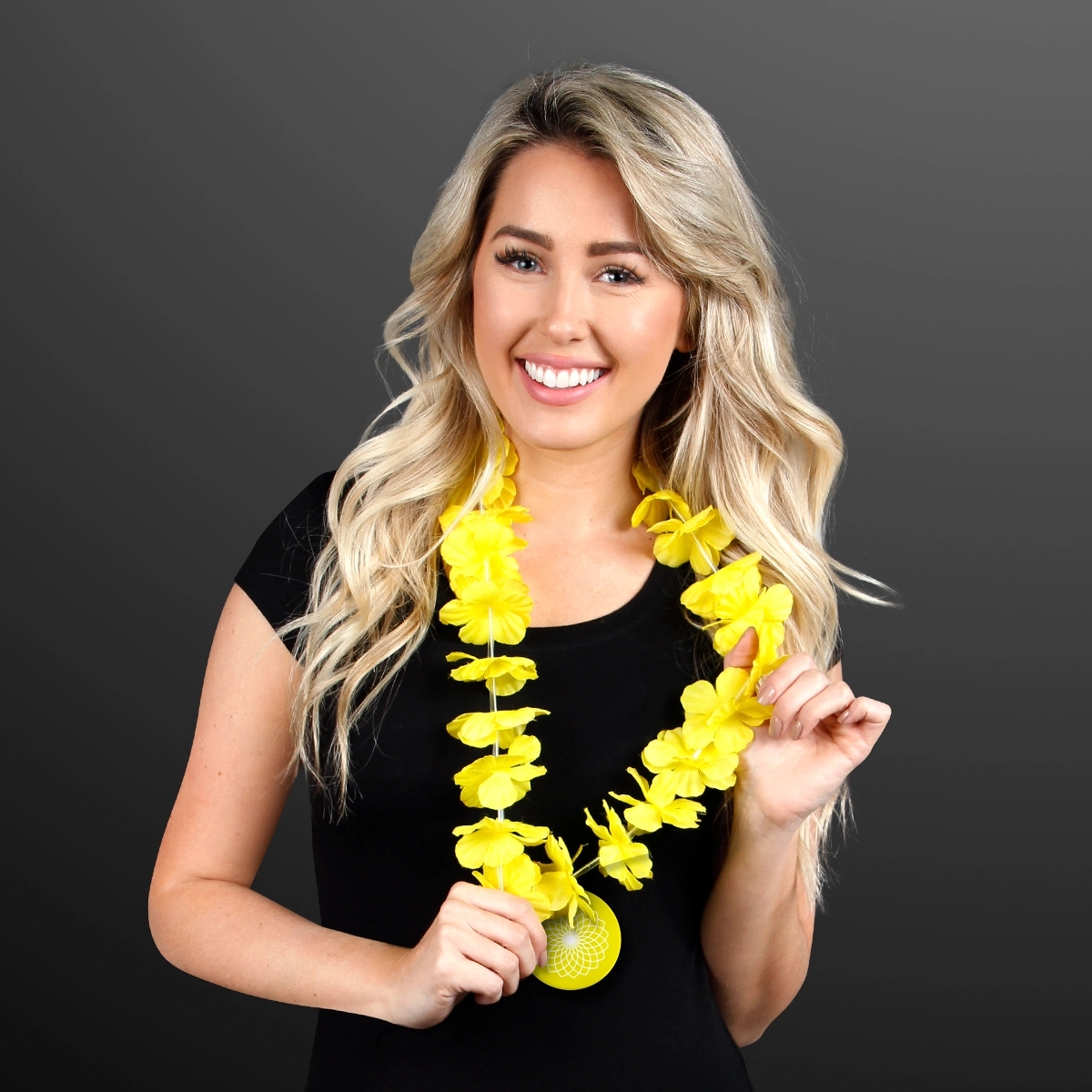Yellow Flower Lei Necklace with Medallion (Non-Light Up) 3