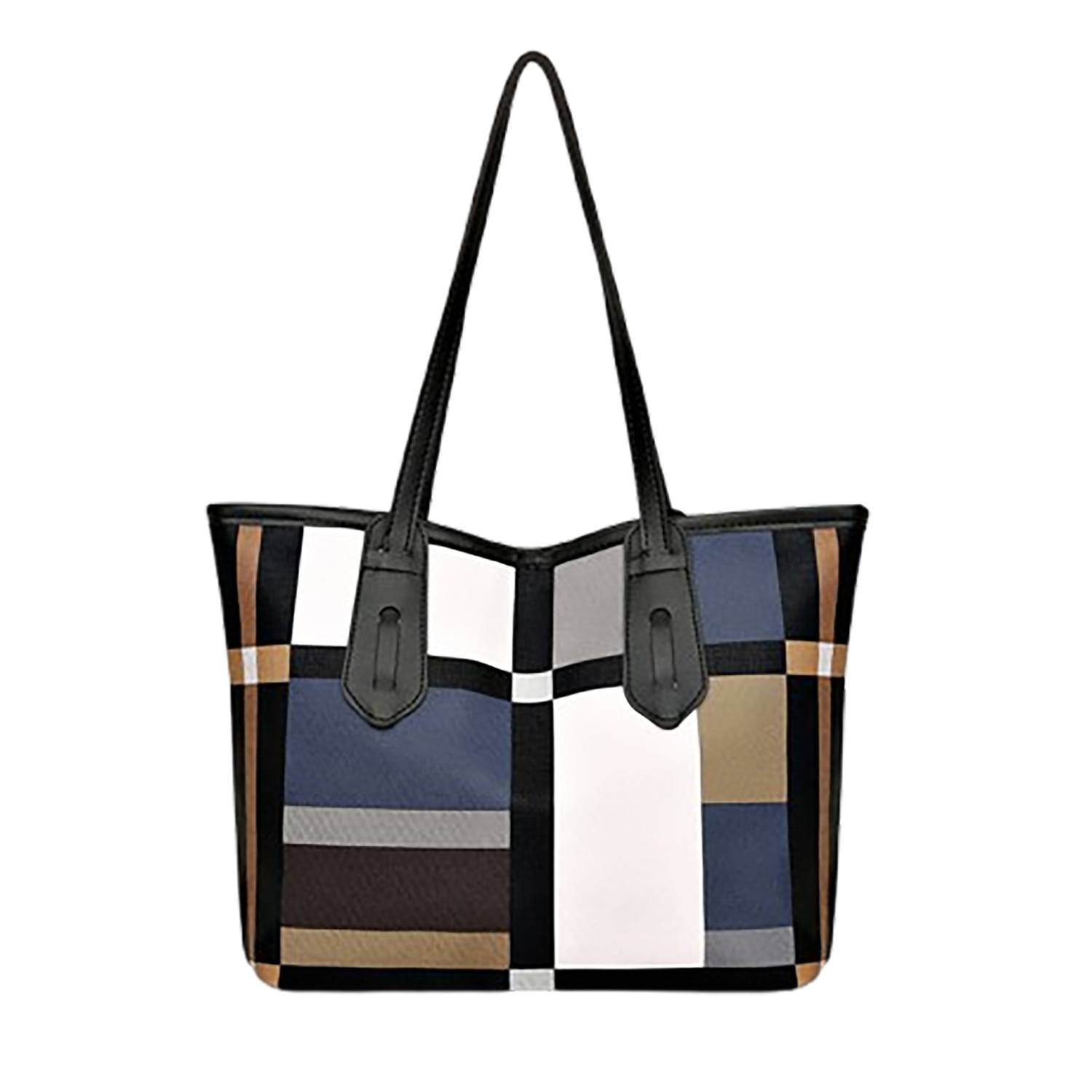 PU Leather Large-Capacity Tote Bag w/ Plush Pendant 3