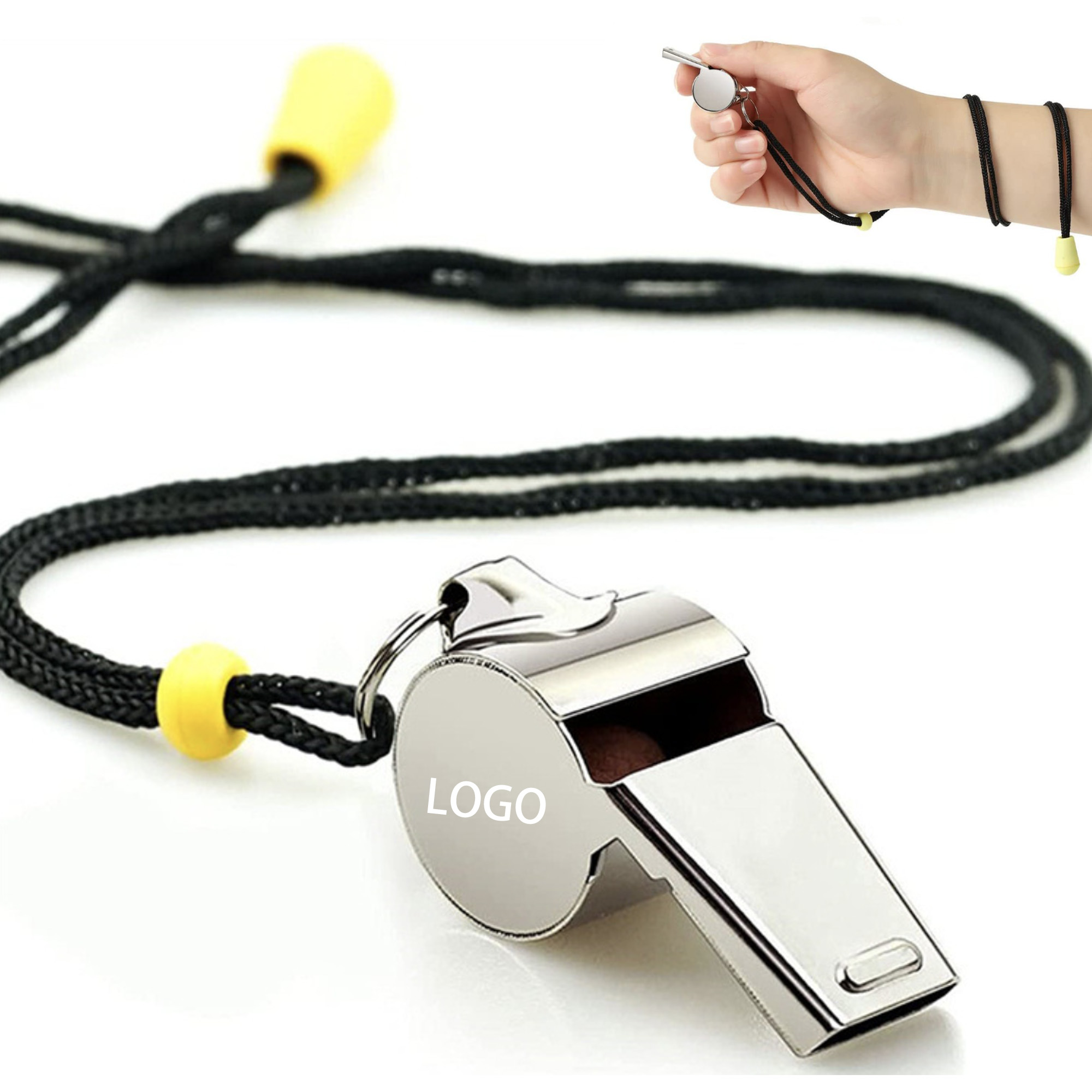 Stainless Steel Whistle With Lanyard 2