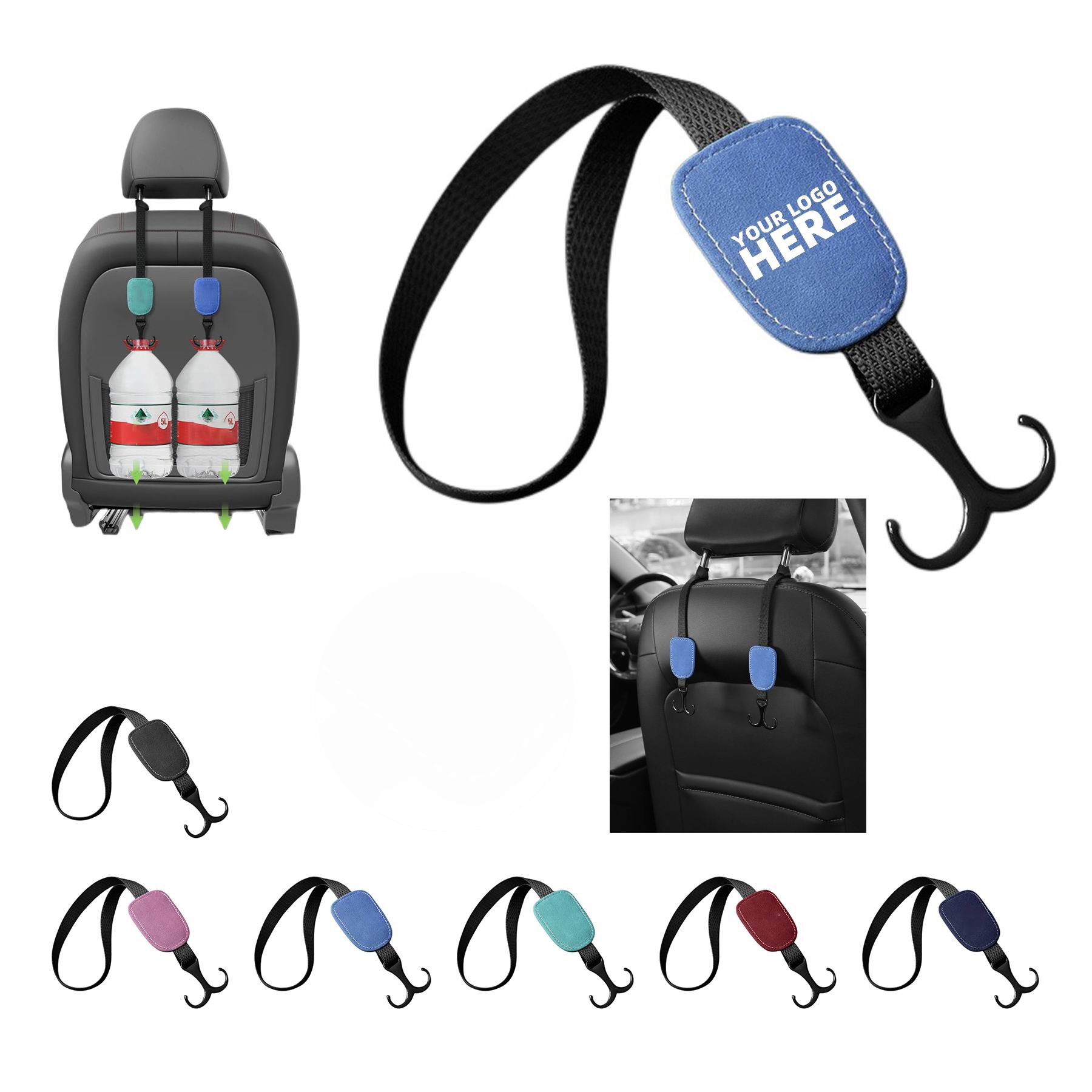 Vehicle Seat Headrest Hanger Hooks For Water Bottle Grocery 1