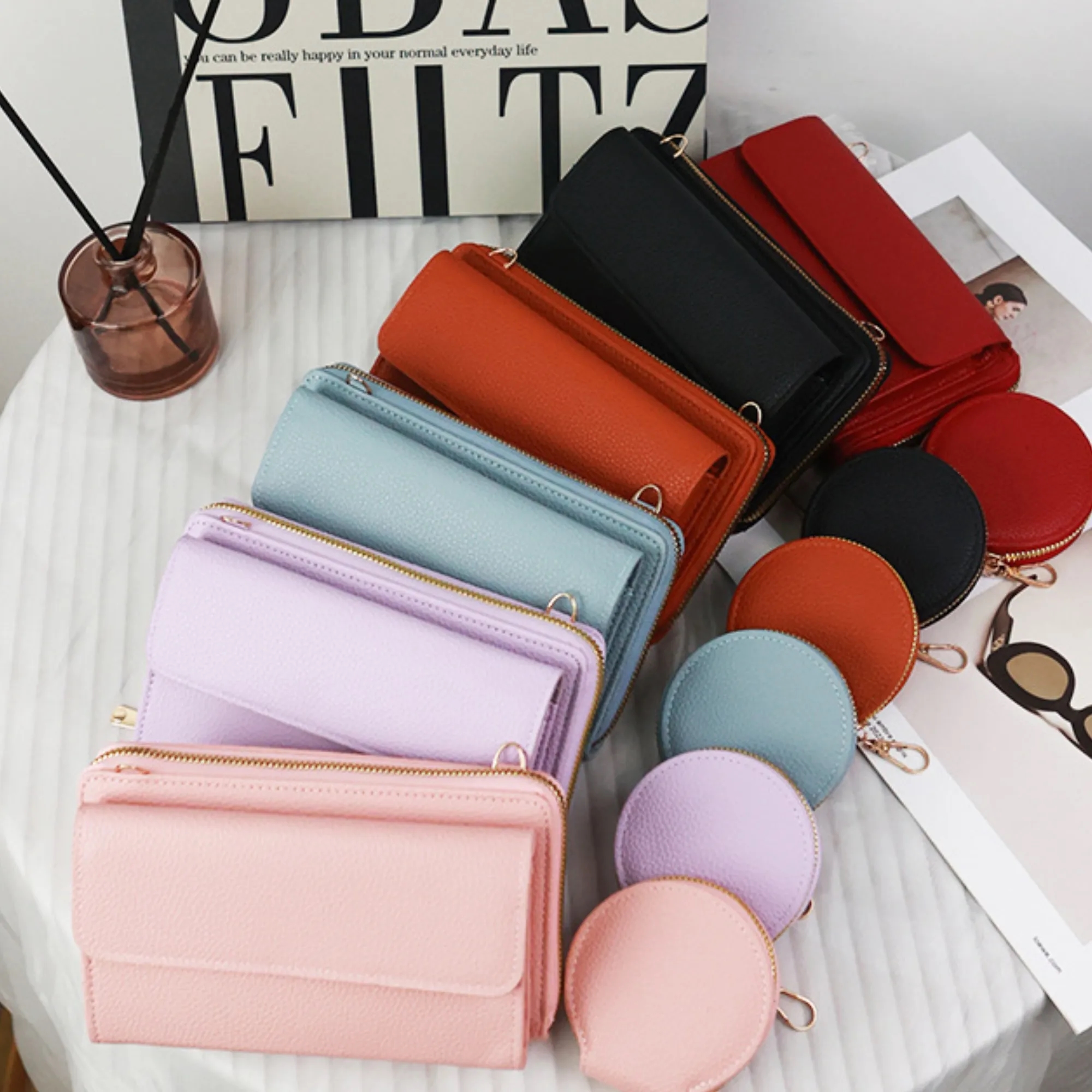 Multi Functional Pu Wallet Crossbody Bag With Mini Pouch 2