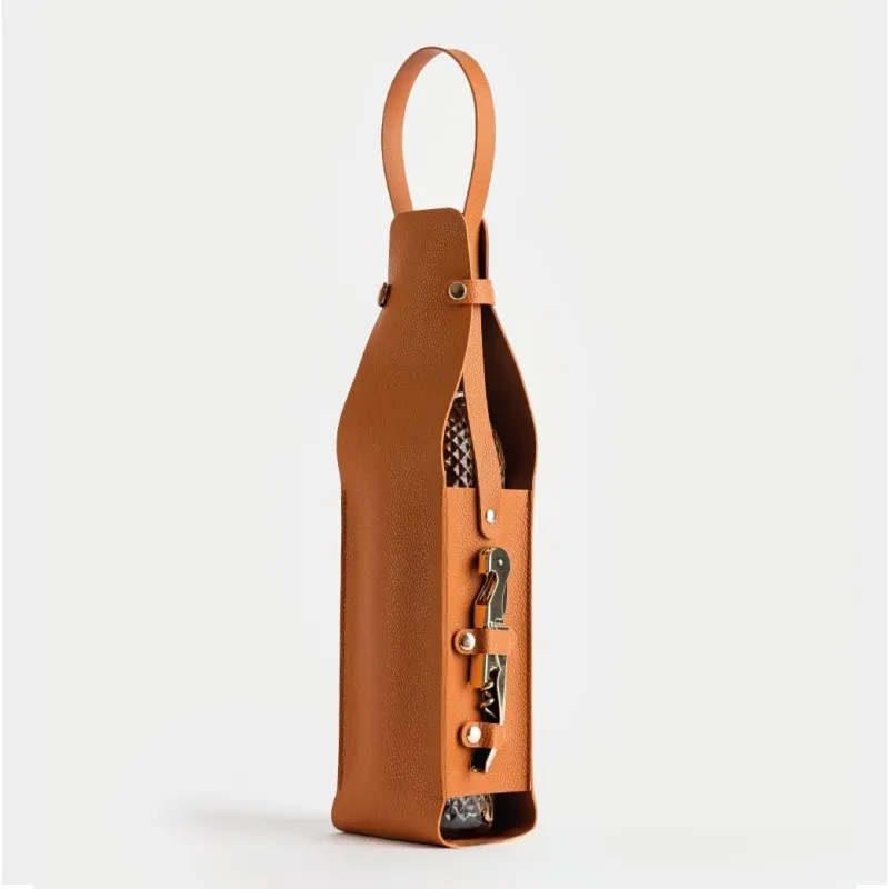 Single PU Leather Wine Bottle Carrier 4