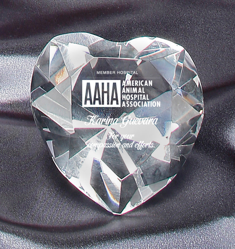 Clear Crystal Heart Paperweight 2