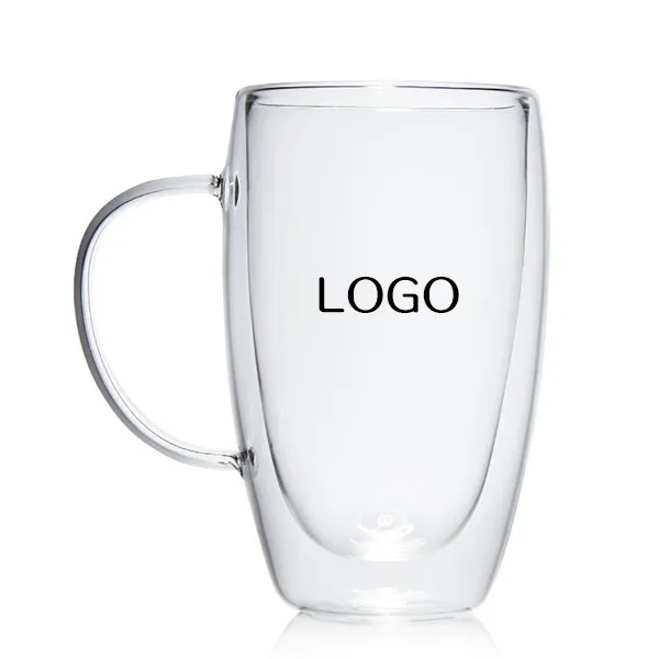 Double Walled Coffee Glass with Handle 15 oz Capacity 7
