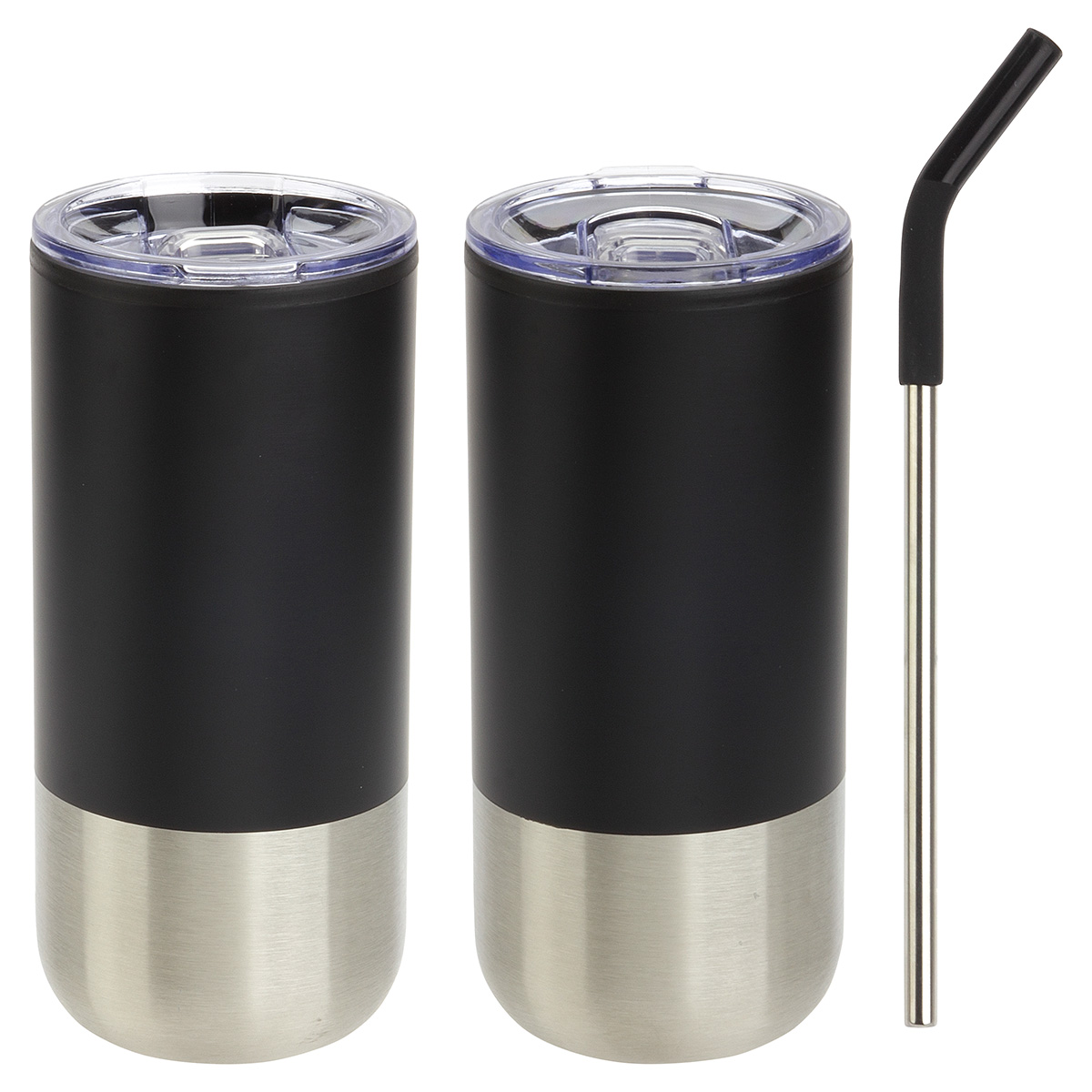 Oxford 16 oz Stainless Steel/Polypropylene Tumbler with Straw 3
