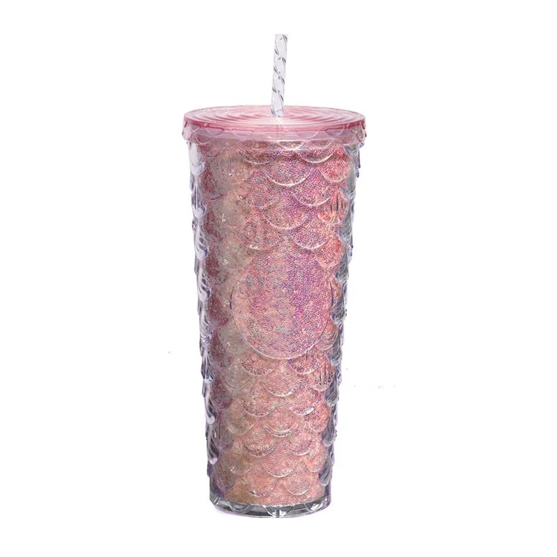 24oz Fish Scales Tumbler With Lids And Straws 3