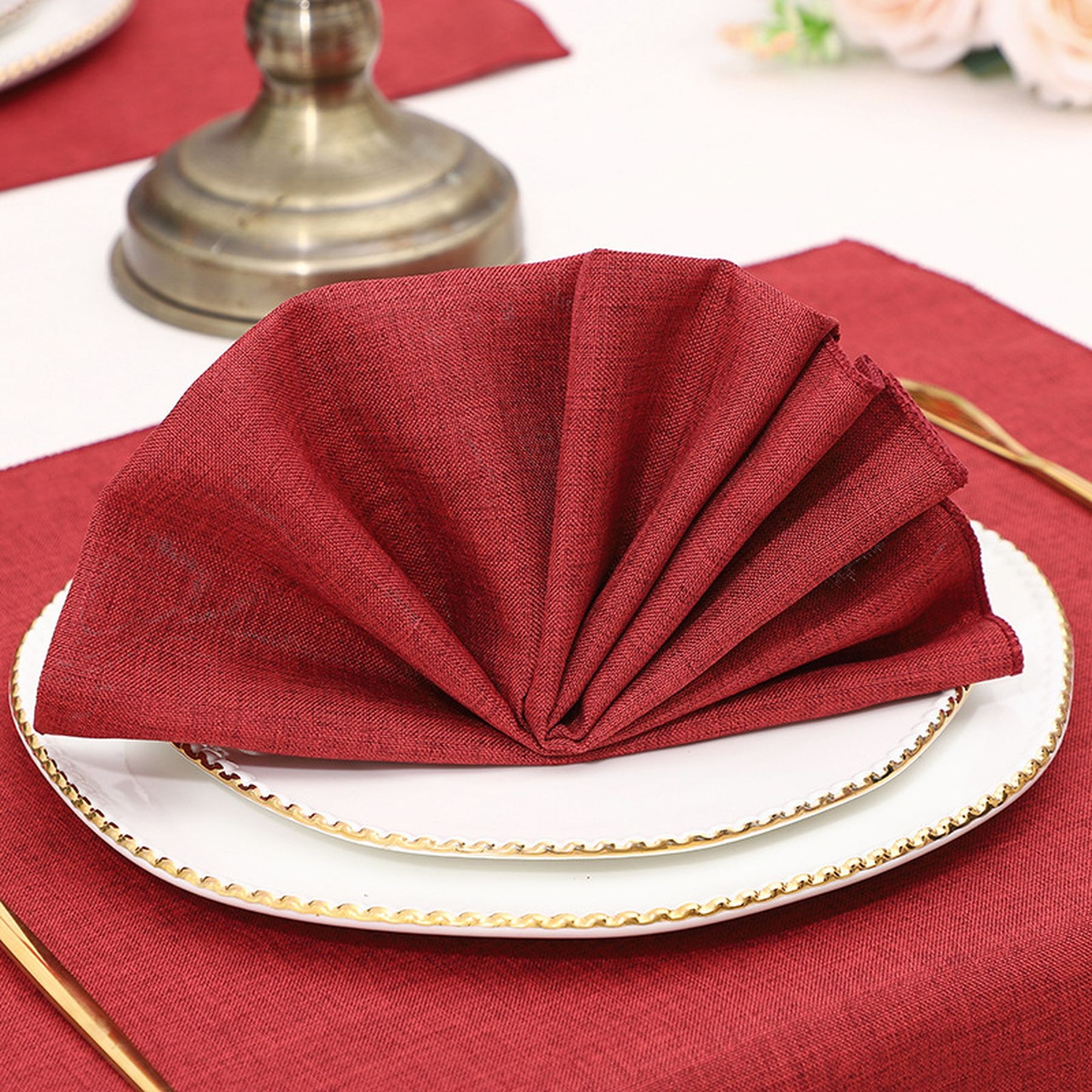 Polyester Dinner Napkins With Hemmed Edges 11