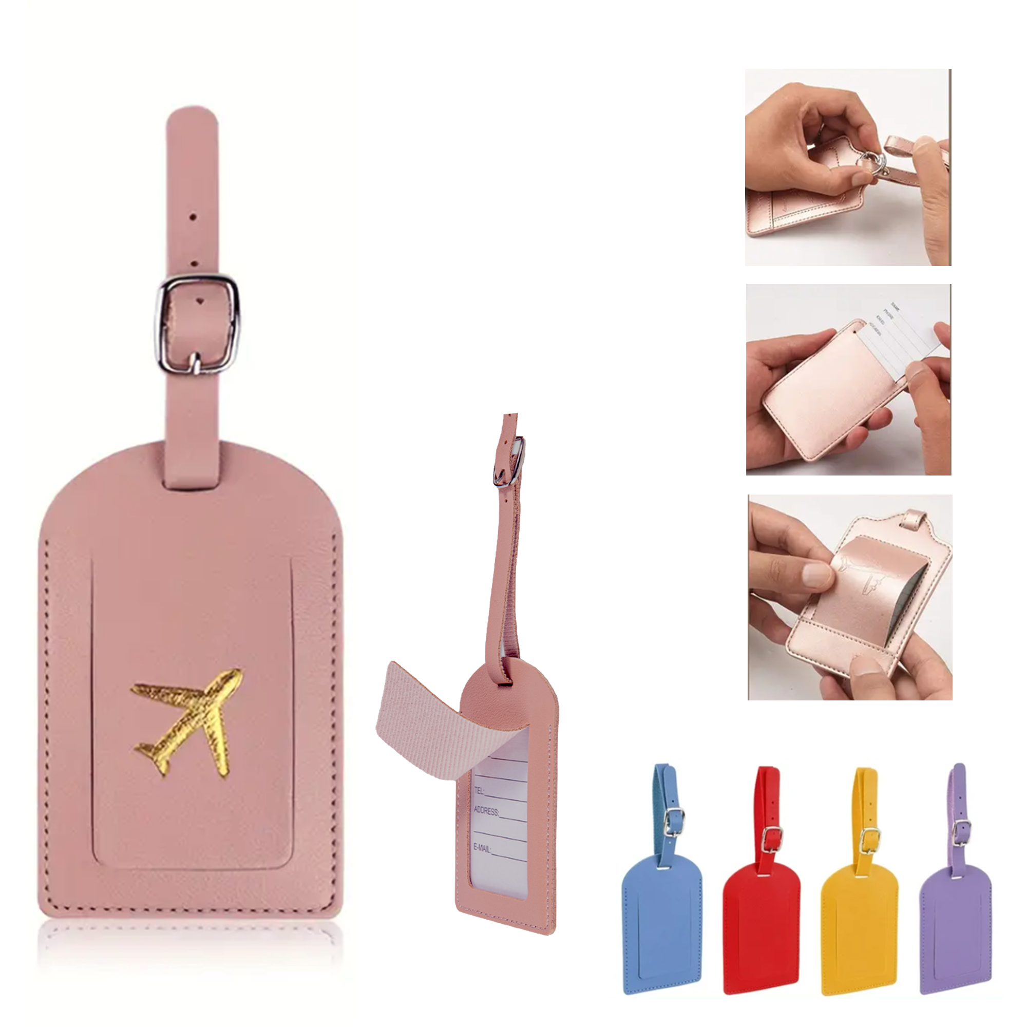 PU Leather Luggage Tag with Privacy Protection 2