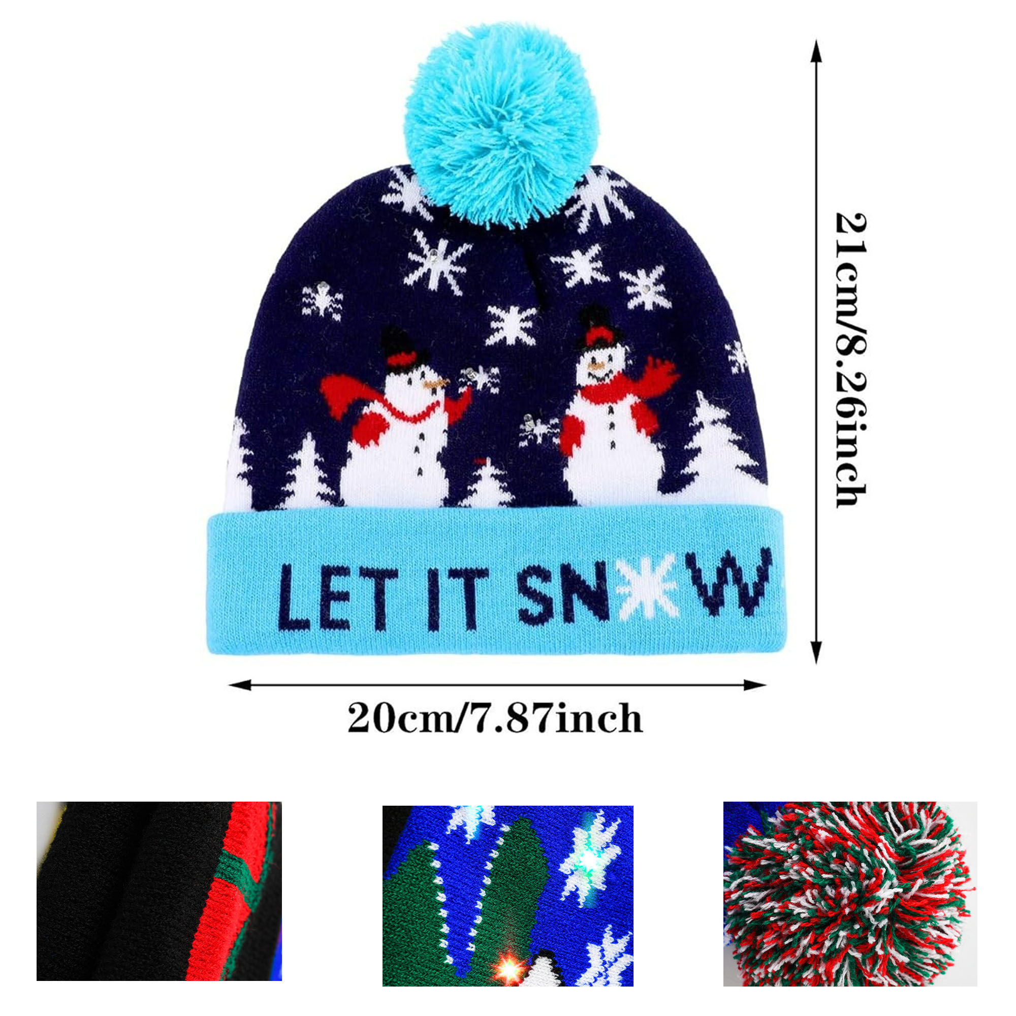 LED Christmas Beanie Light Up Knit Winter Hat 2